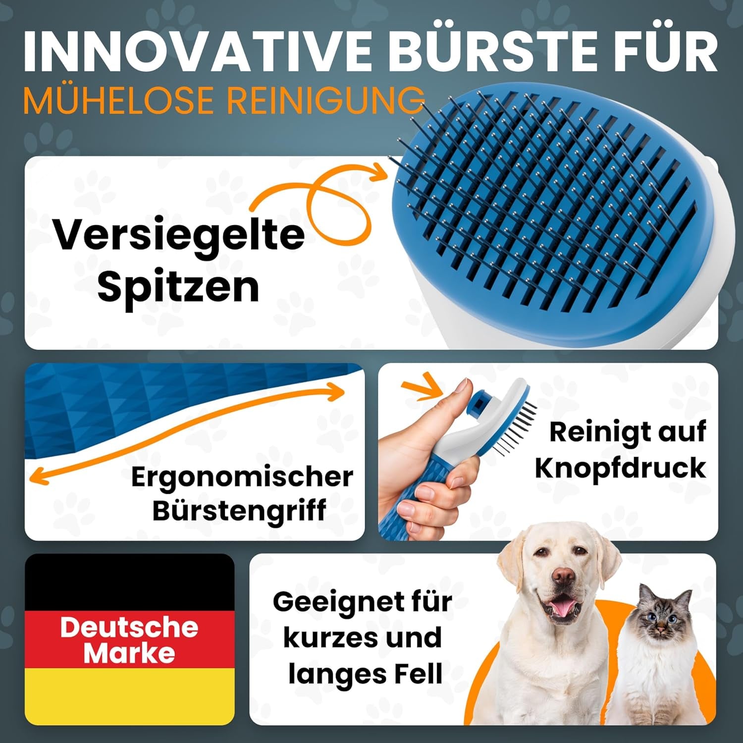 😻Fellpflege Set – Bürste & Schere für Hund & Katze🐶