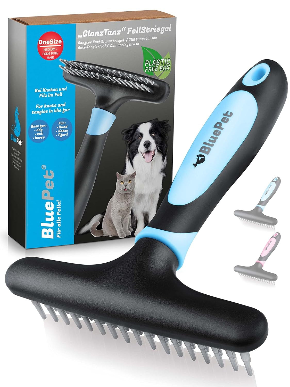 🐾 BluePet Fellstriegel – Entfilzen, Glätten & Fellwechsel für Hunde & Katzen 🐶🐱