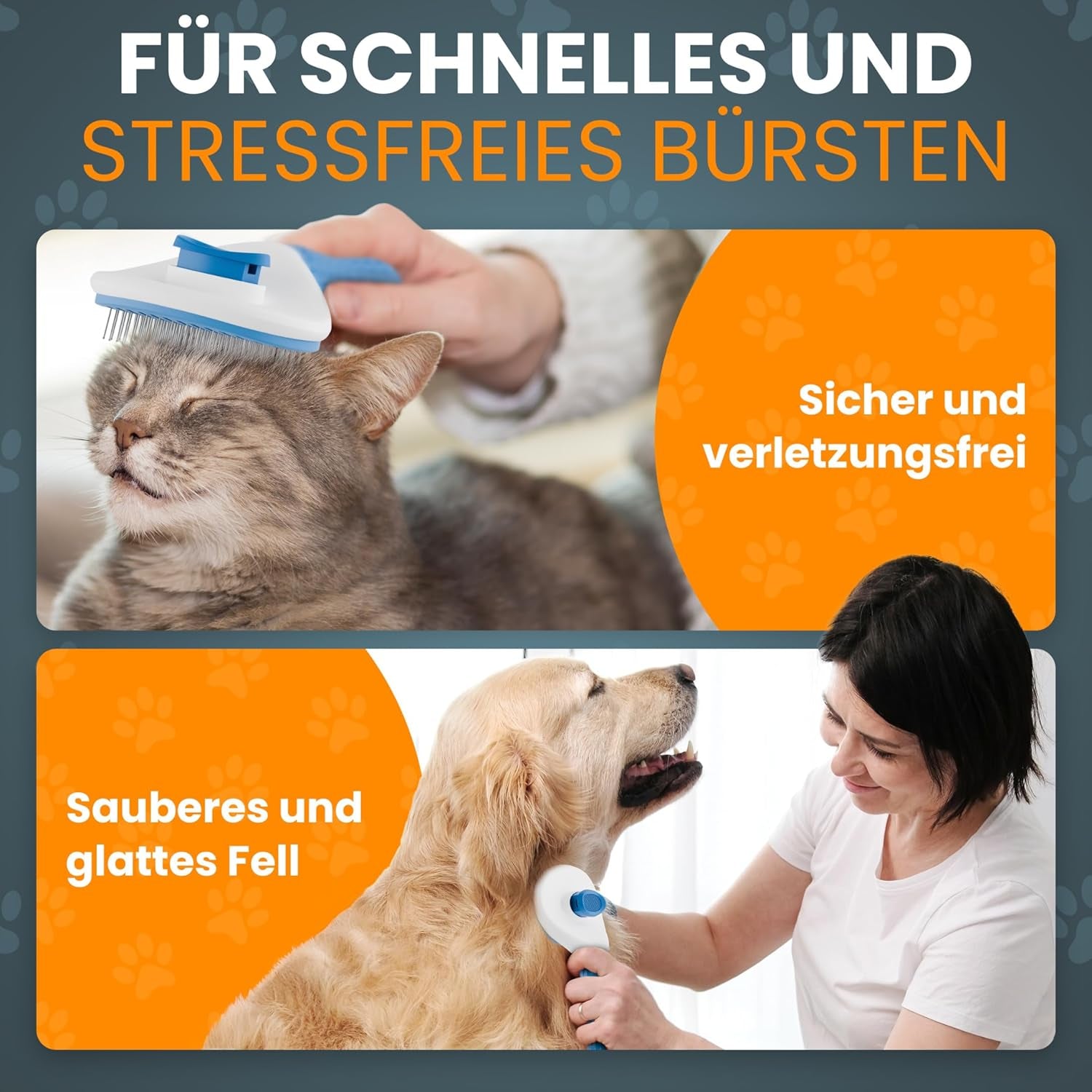 😻Fellpflege Set – Bürste & Schere für Hund & Katze🐶