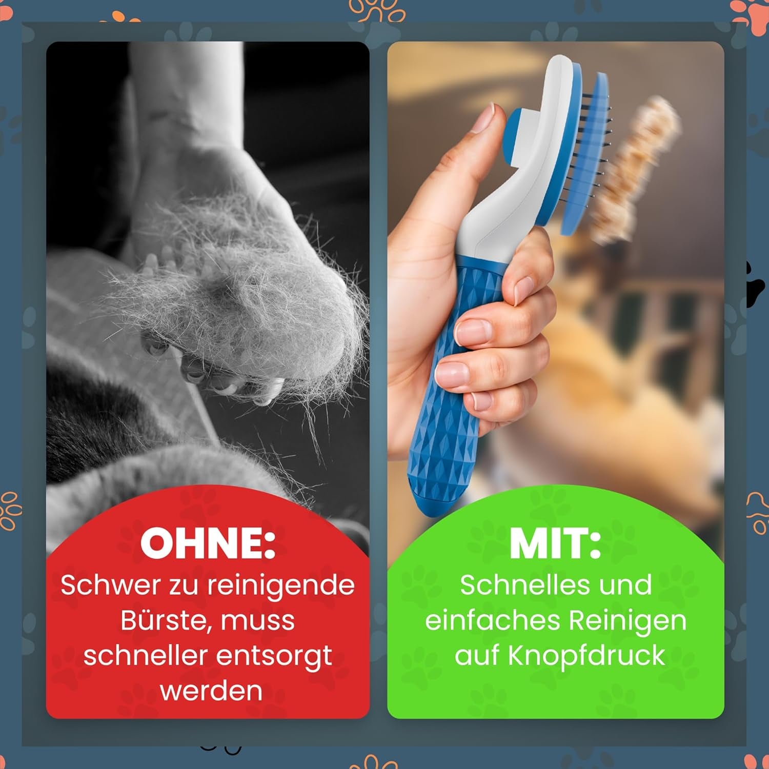 😻Fellpflege Set – Bürste & Schere für Hund & Katze🐶