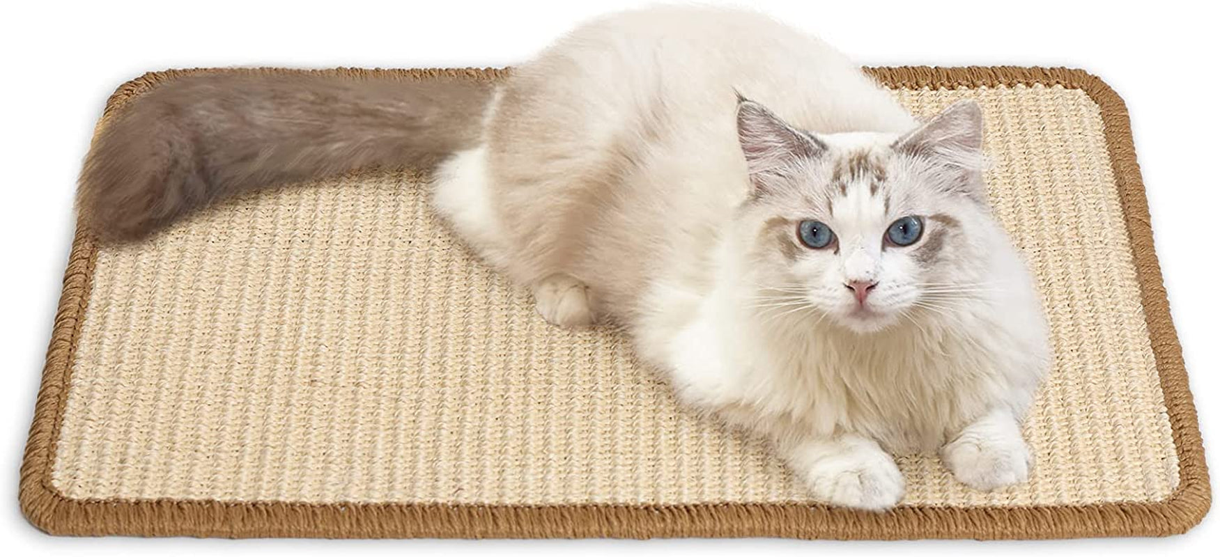 FUKUMARU Kratzmatte Katze, Natürliche Katzenkratzbretter Sisal Kratzteppich 50X30 Cm, Widerstandsfähig Katzenmöbel Fußmatte Sisalmatte Kratzpads Für Katzen, Beige