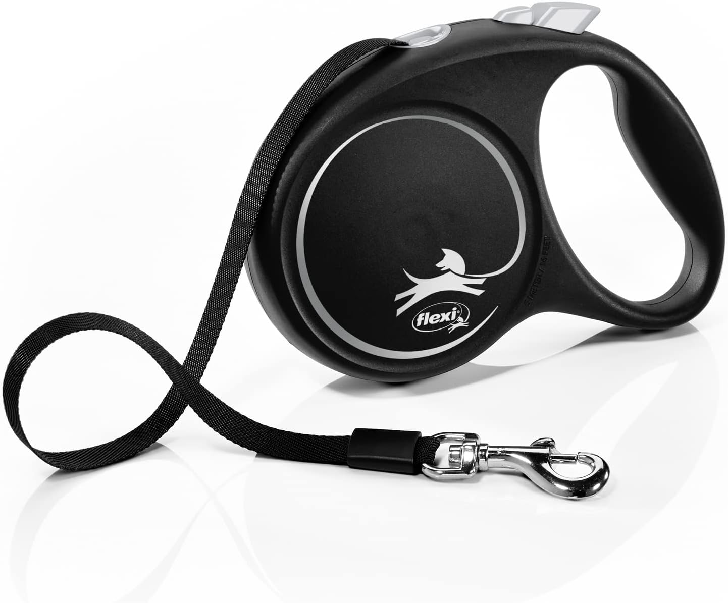 Flexi® Black Design S Gurt 5 M Schwarz/Silber, Roll-Leine Für Hunde Bis 15 Kg