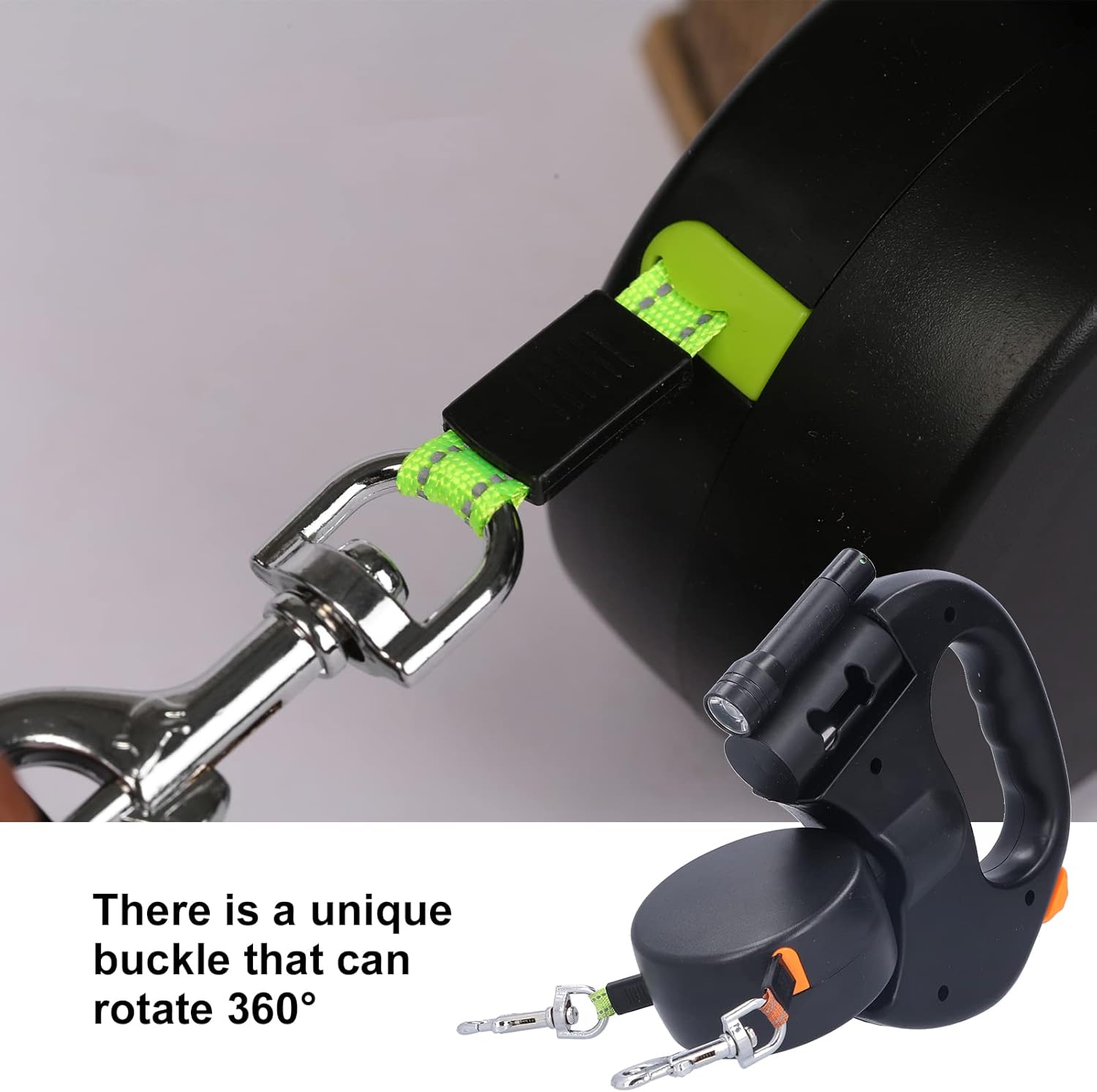 Doppelleine für 2 Hunde – 3 m einziehbar mit LED-Licht & Kotbeutelbox