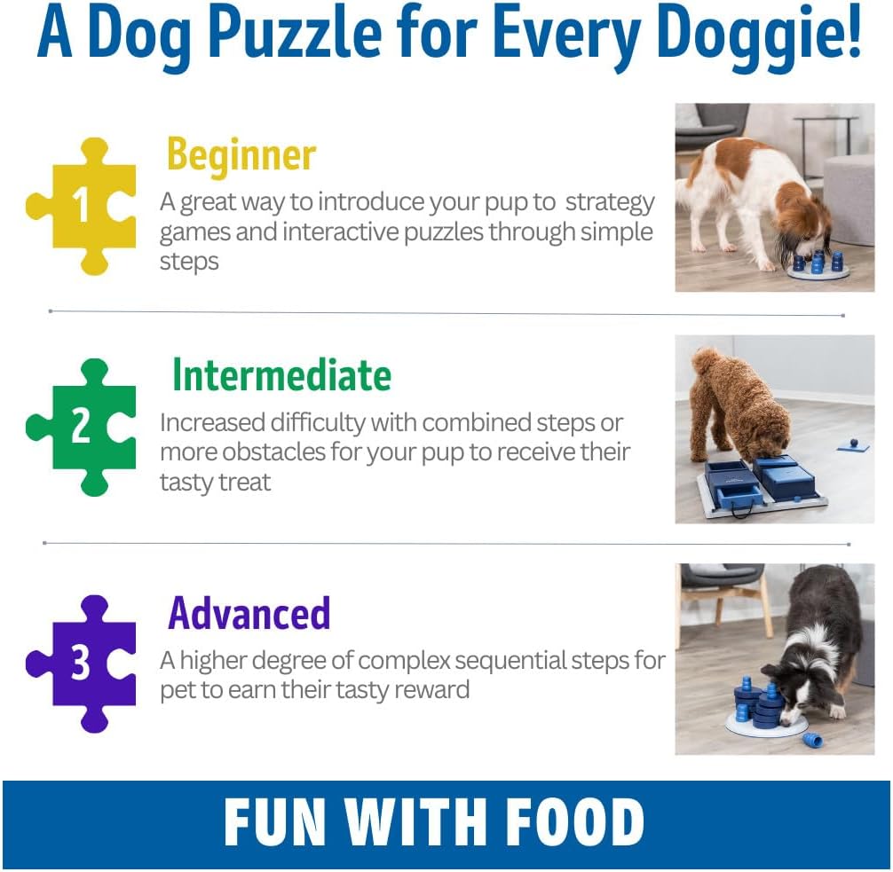 TRIXIE 32025 Move-2-Win Futterpuzzles Für Hunde, Level 3, Blau Und Weiß