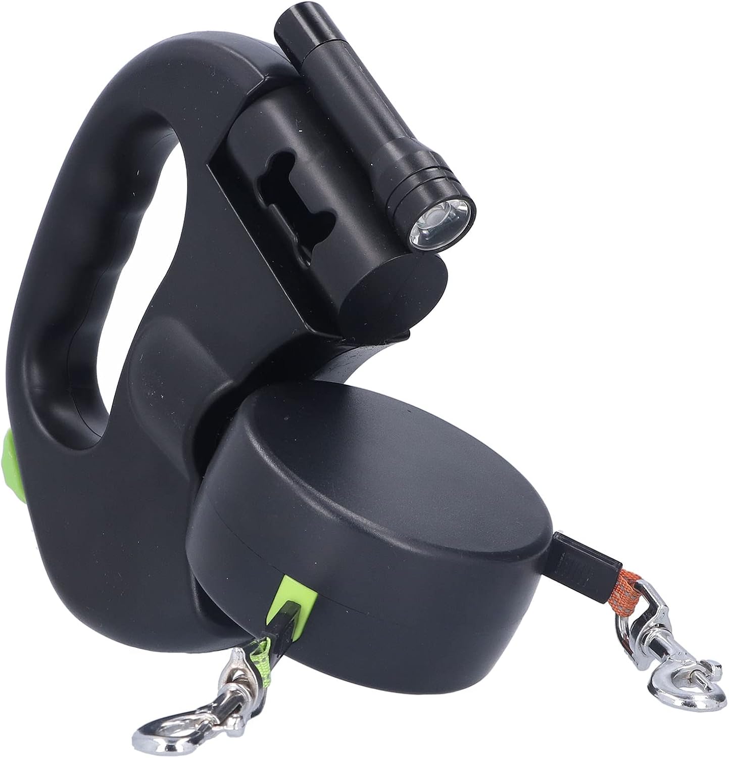 Doppelleine für 2 Hunde – 3 m einziehbar mit LED-Licht & Kotbeutelbox
