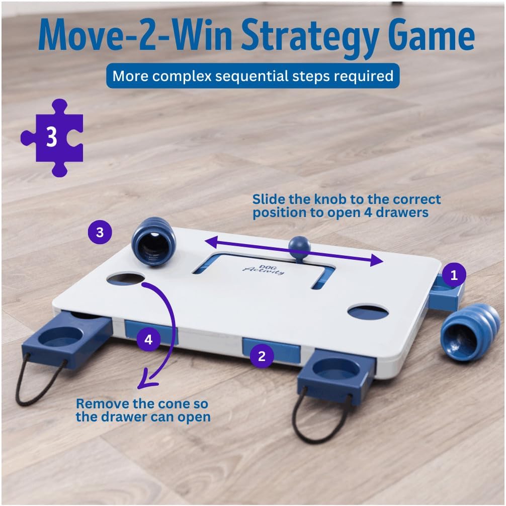 TRIXIE 32025 Move-2-Win Futterpuzzles Für Hunde, Level 3, Blau Und Weiß