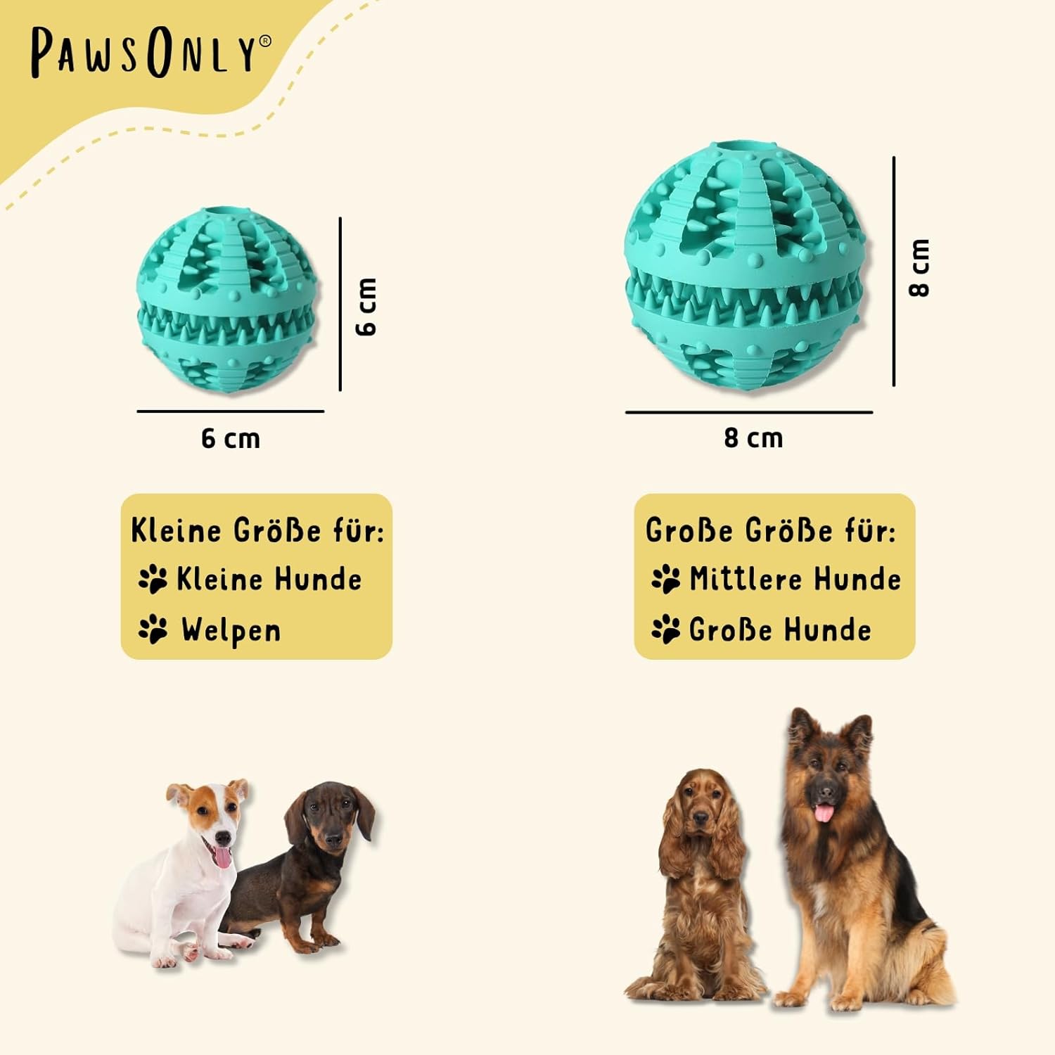 🐶🧠 PawsOnly Snackball – Intelligenzspielzeug & Zahnpflege für Hunde 🦷🎾 – Leckerli-Spielzeug aus Naturkautschuk 🎁