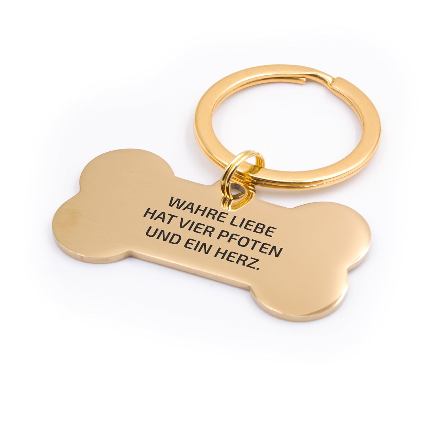 Hundemarke Mit Gravur Aus Edelstahl, Individuell Gravierbar, Robuste Tiermarke, Dogtag Anhänger Hunde, Pferde, Katzen & Welpen (Goldfarben, 40X21 Mm)
