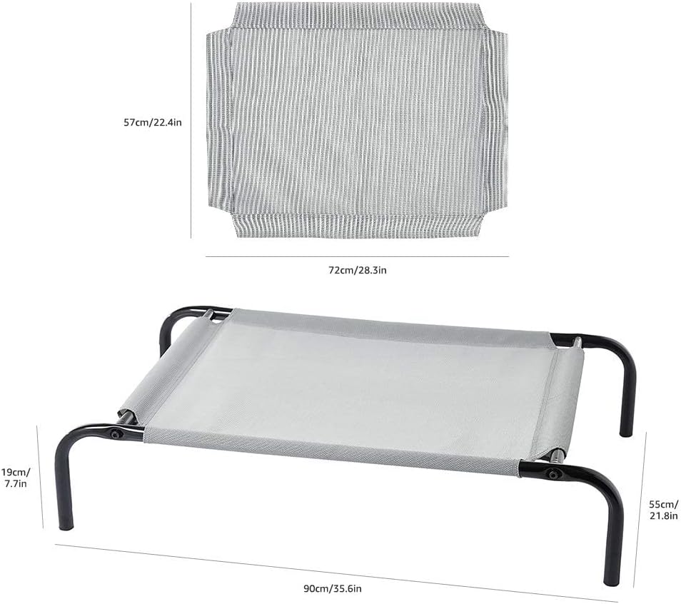 Amazon Basics Kühlendes Erhöhtes Haustierbett per Hund, Größe S, L 90 X B 55 X H 19 Cm, Grau