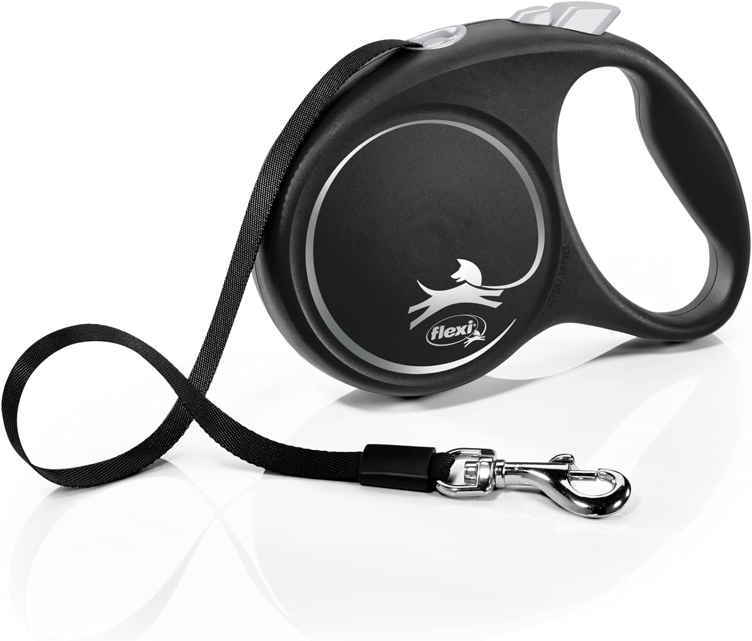 Flexi® Black Design S Gurt 5 M Schwarz/Silber, Roll-Leine Für Hunde Bis 15 Kg