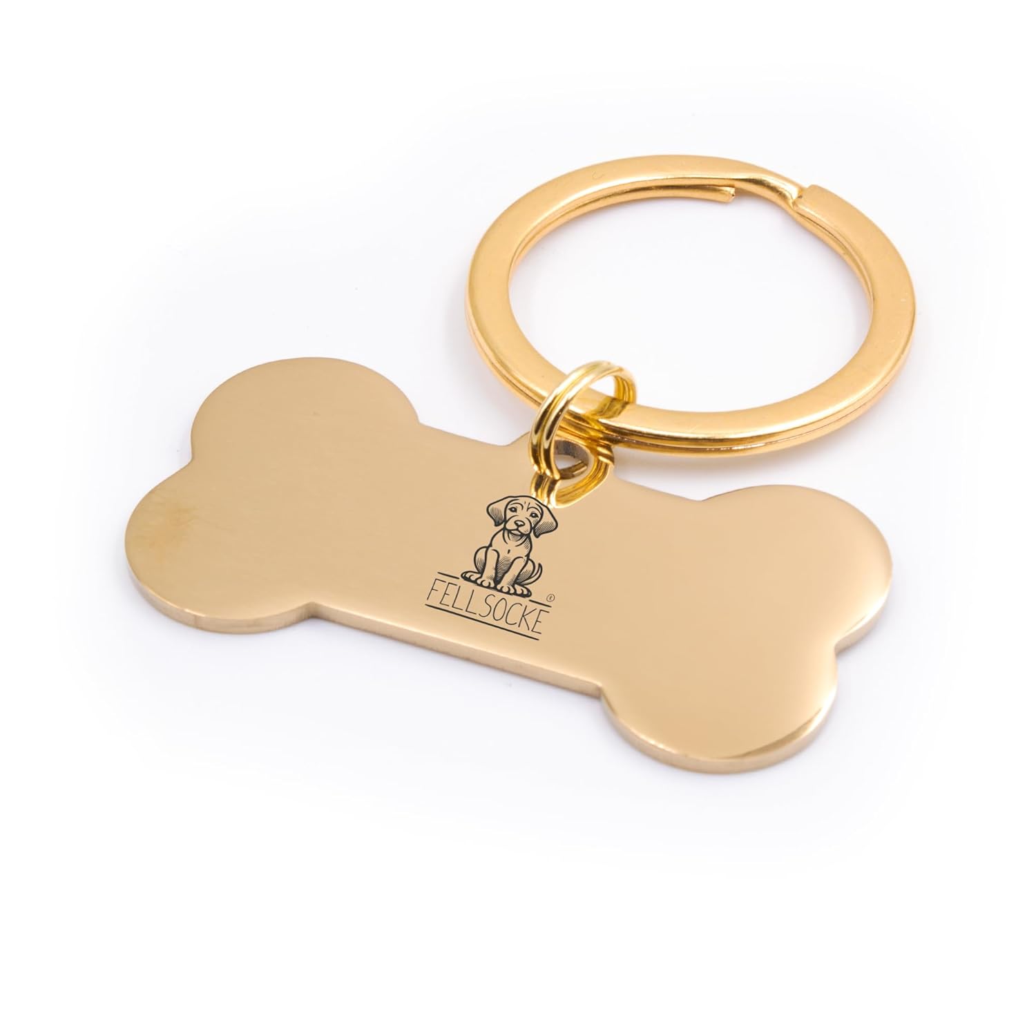 Hundemarke Mit Gravur Aus Edelstahl, Individuell Gravierbar, Robuste Tiermarke, Dogtag Anhänger Hunde, Pferde, Katzen & Welpen (Goldfarben, 40X21 Mm)