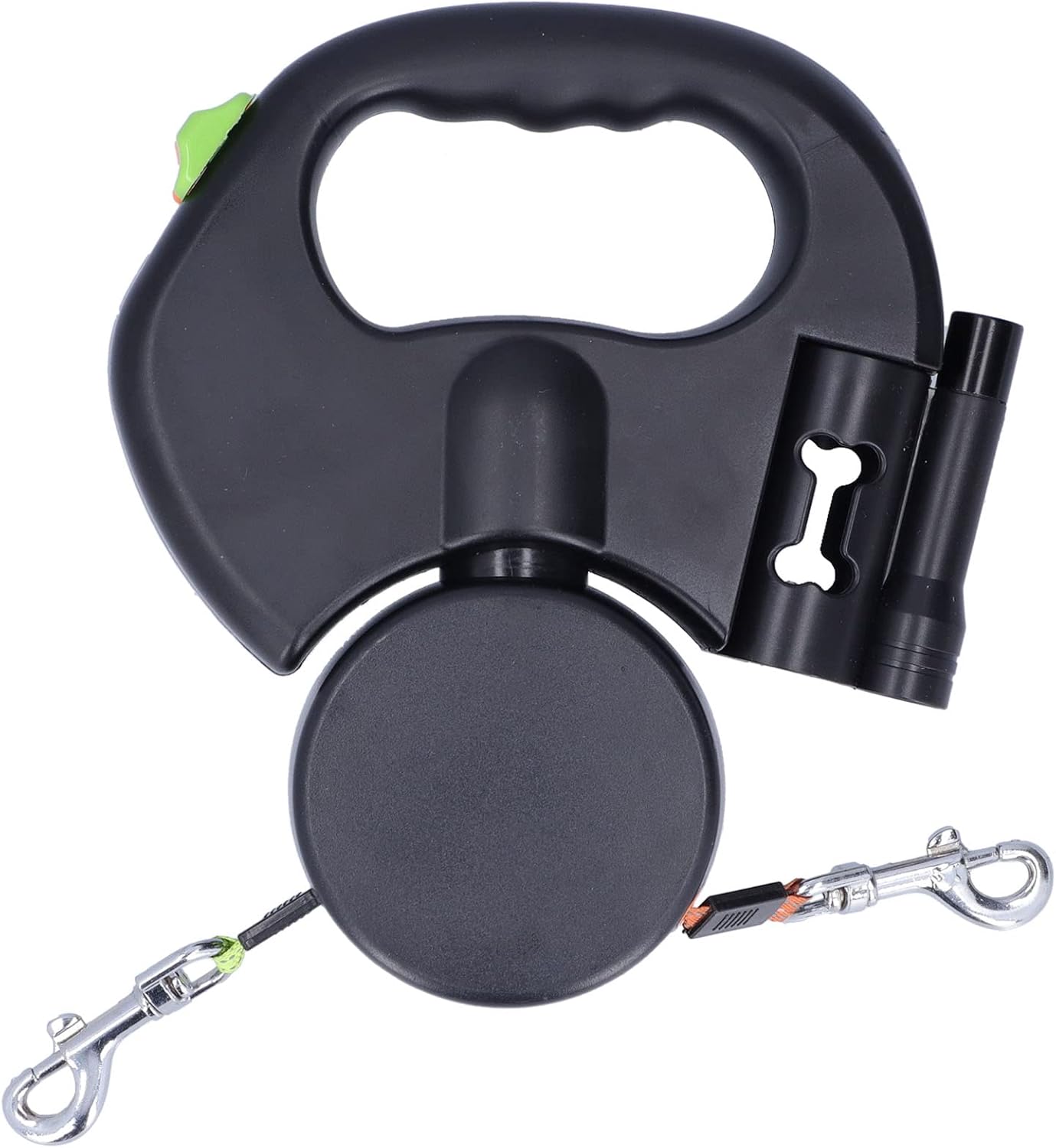 Doppelleine für 2 Hunde – 3 m einziehbar mit LED-Licht & Kotbeutelbox