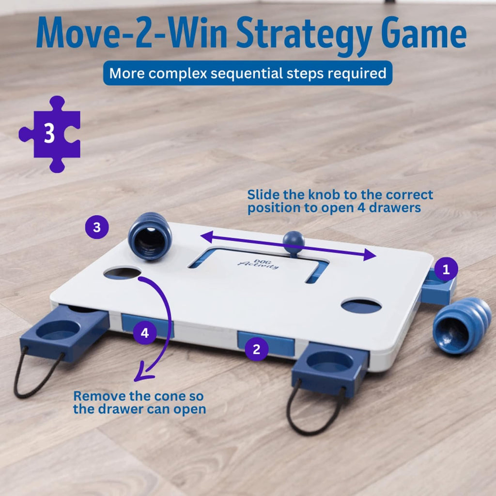TRIXIE 32025 Move-2-Win Futterpuzzles Für Hunde, Level 3, Blau Und Weiß