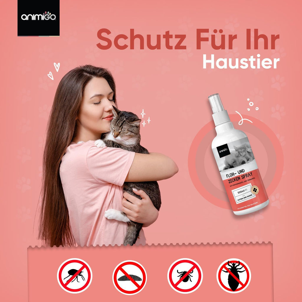 Animigo Flohshampoo 500ml für Hunde & Katzen 🐾 mit Teebaum- & Kokosöl – gegen Flöhe, Zecken & Juckreiz