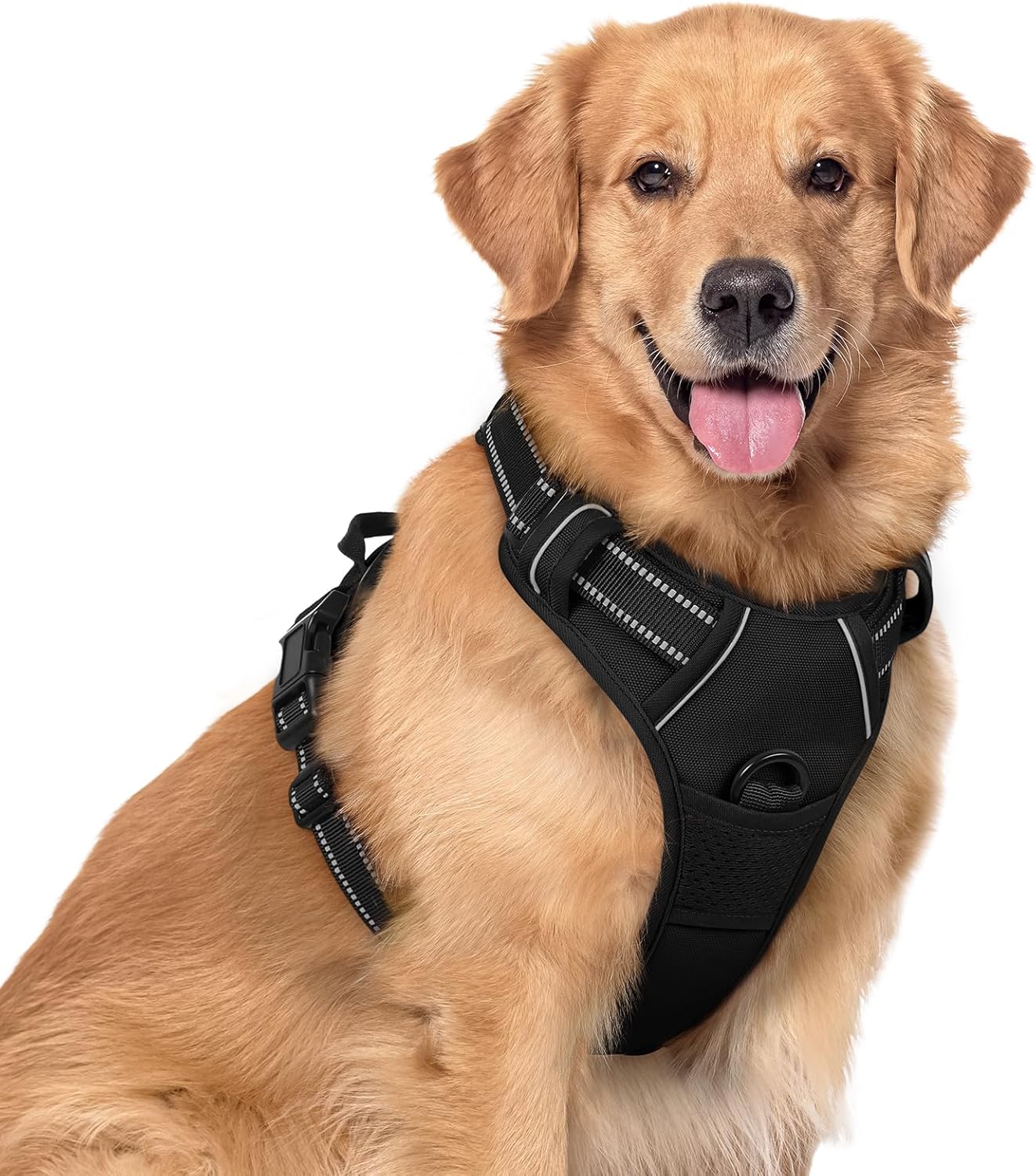 Rabbitgoo Hundegeschirr Kleine Hunde, anti Zug Geschirr Mit Kontrolle, No Pull Verstellbar Hundegeschirr Grosse Hunde, Atmungsaktiv Reflexstreifen Brustgeschirr Sichere Führung Schwarz XS