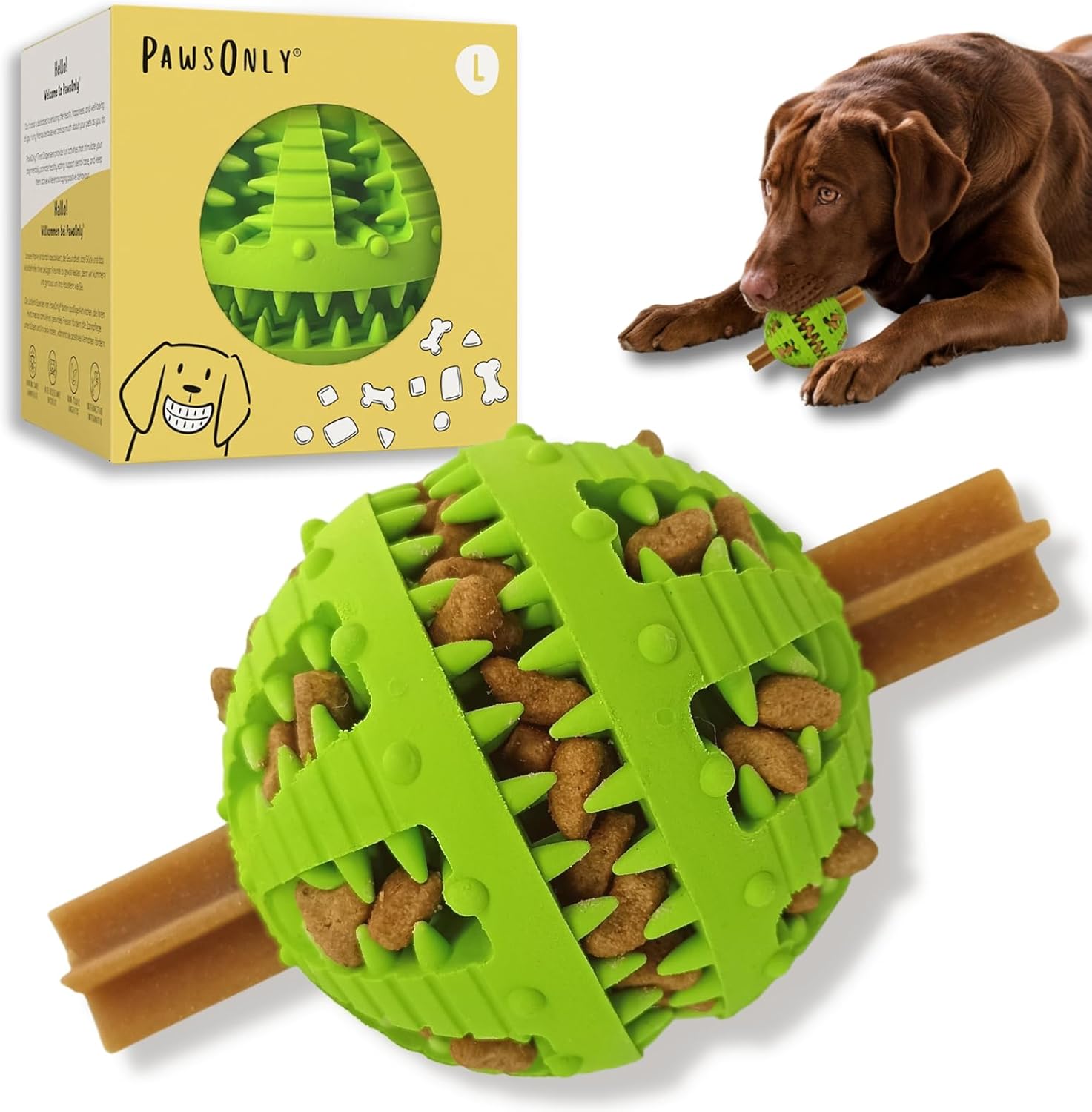 🐶🧠 PawsOnly Snackball – Intelligenzspielzeug & Zahnpflege für Hunde 🦷🎾 – Leckerli-Spielzeug aus Naturkautschuk 🎁