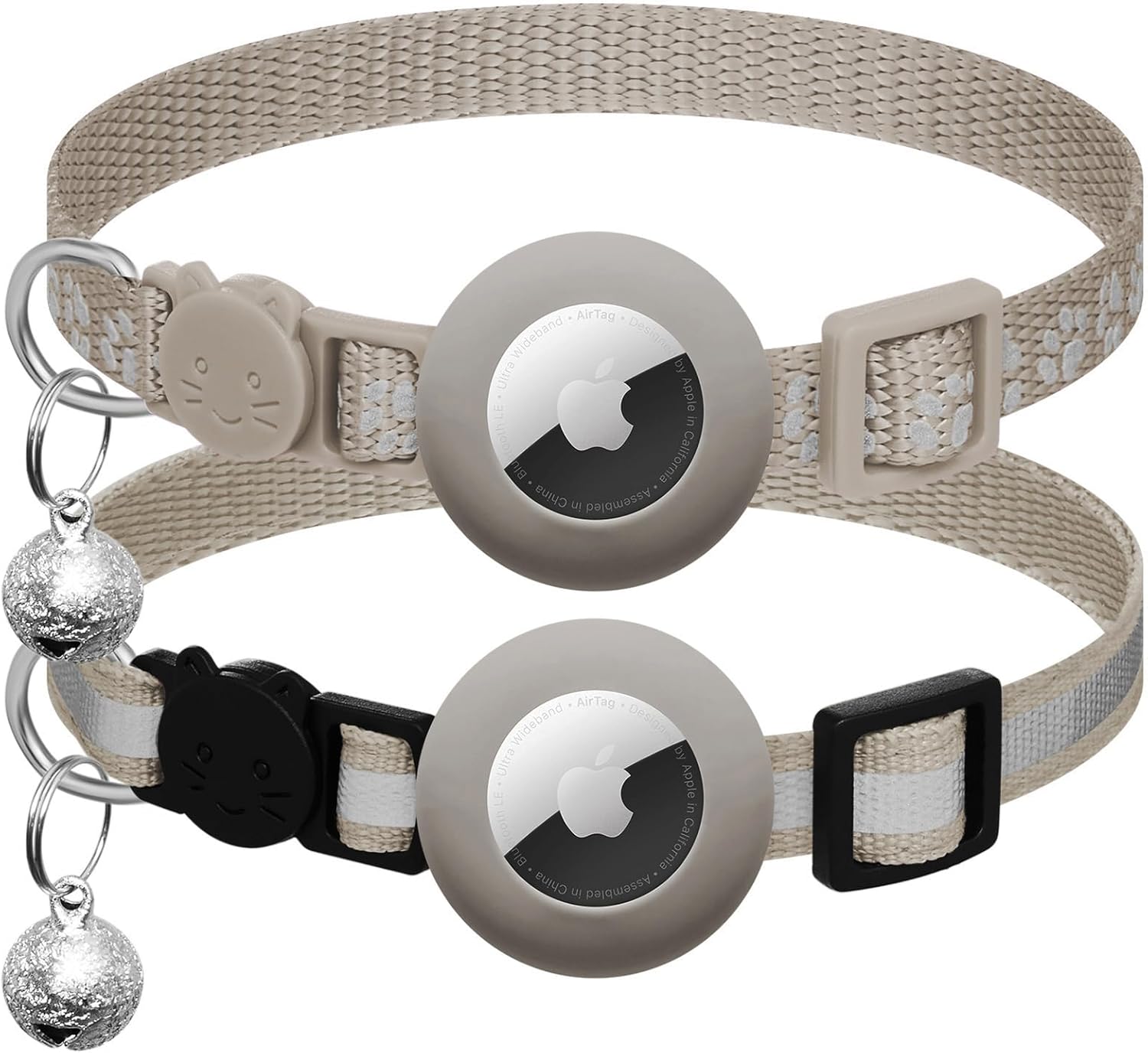 Erleben Sie die perfekte Kombination aus Stil und Sicherheit mit unserem 2er Set Katzenhalsbänder, kompatibel mit Airtag – Reflektierend, mit Sicherheitsverschluss und Glocke für Ihre Katze!