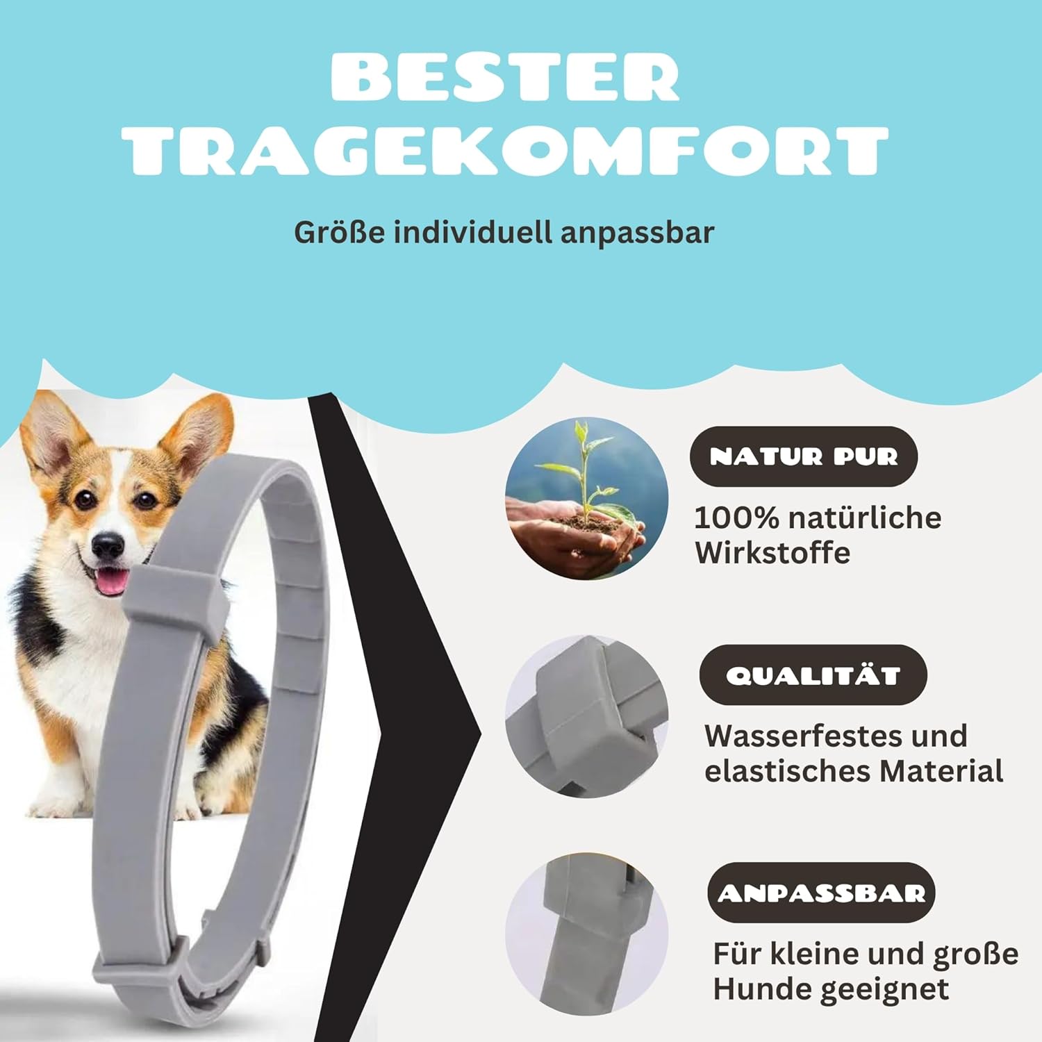 🌿 Lubur® Floh- & Zeckenhalsband Hund – Natürlicher Schutz bis zu 8 Monate 🐾