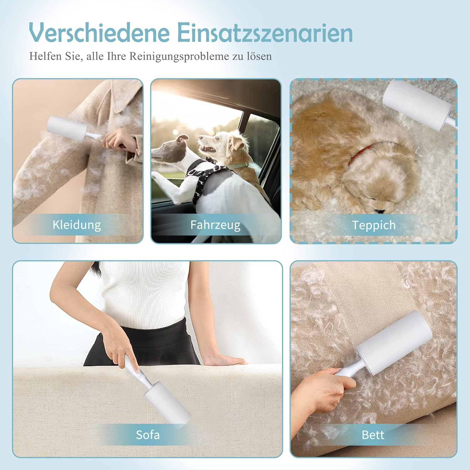 Extra Klebrige Fusselrolle 🧹✨ – 60 Blatt 🐶🐱 – Für Kleidung, Hunde- & Katzenhaare 🧥👚
