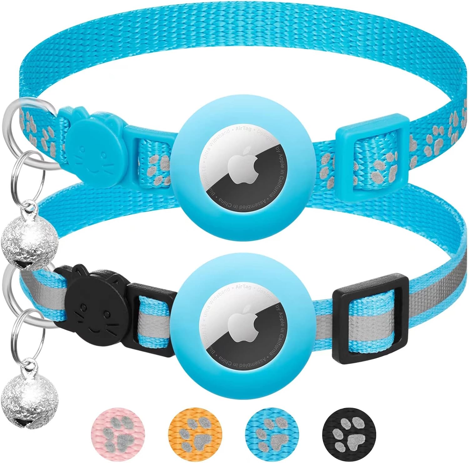 Erleben Sie die perfekte Kombination aus Stil und Sicherheit mit unserem 2er Set Katzenhalsbänder, kompatibel mit Airtag – Reflektierend, mit Sicherheitsverschluss und Glocke für Ihre Katze!