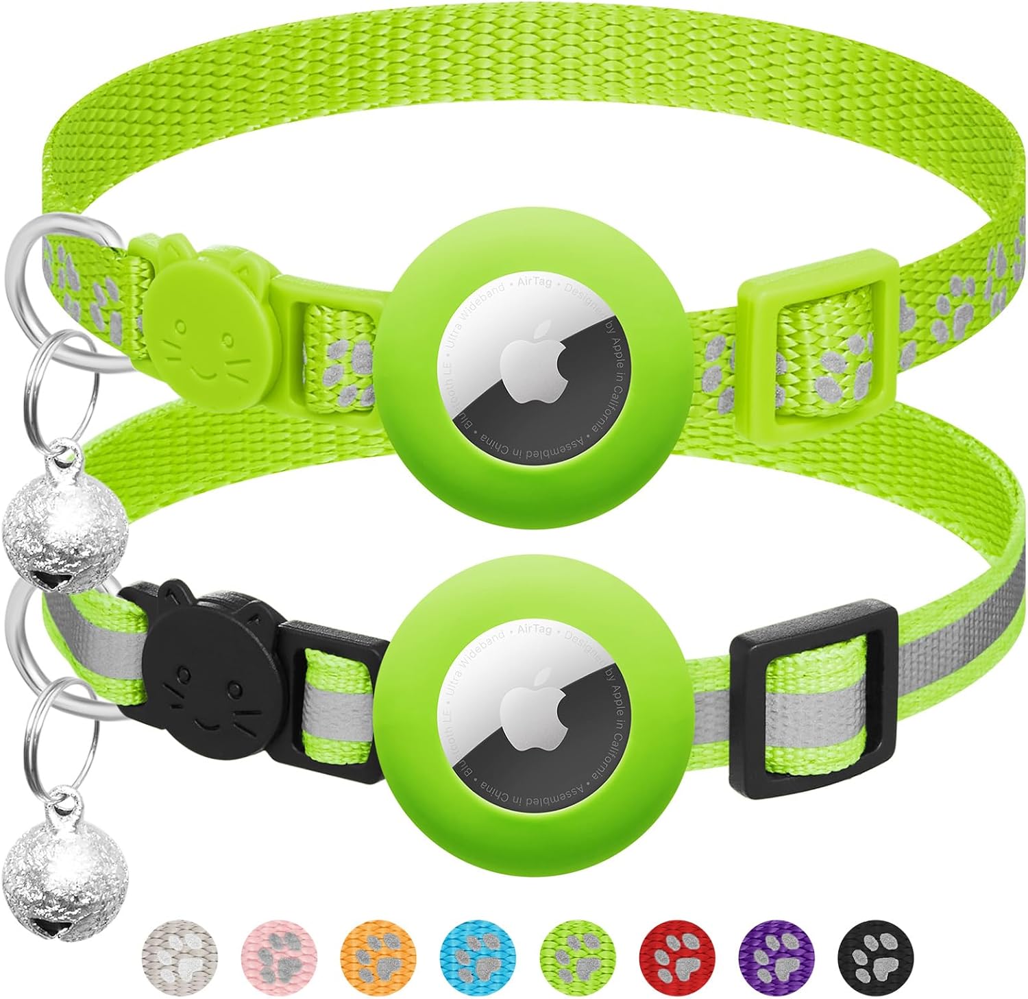 Erleben Sie die perfekte Kombination aus Stil und Sicherheit mit unserem 2er Set Katzenhalsbänder, kompatibel mit Airtag – Reflektierend, mit Sicherheitsverschluss und Glocke für Ihre Katze!