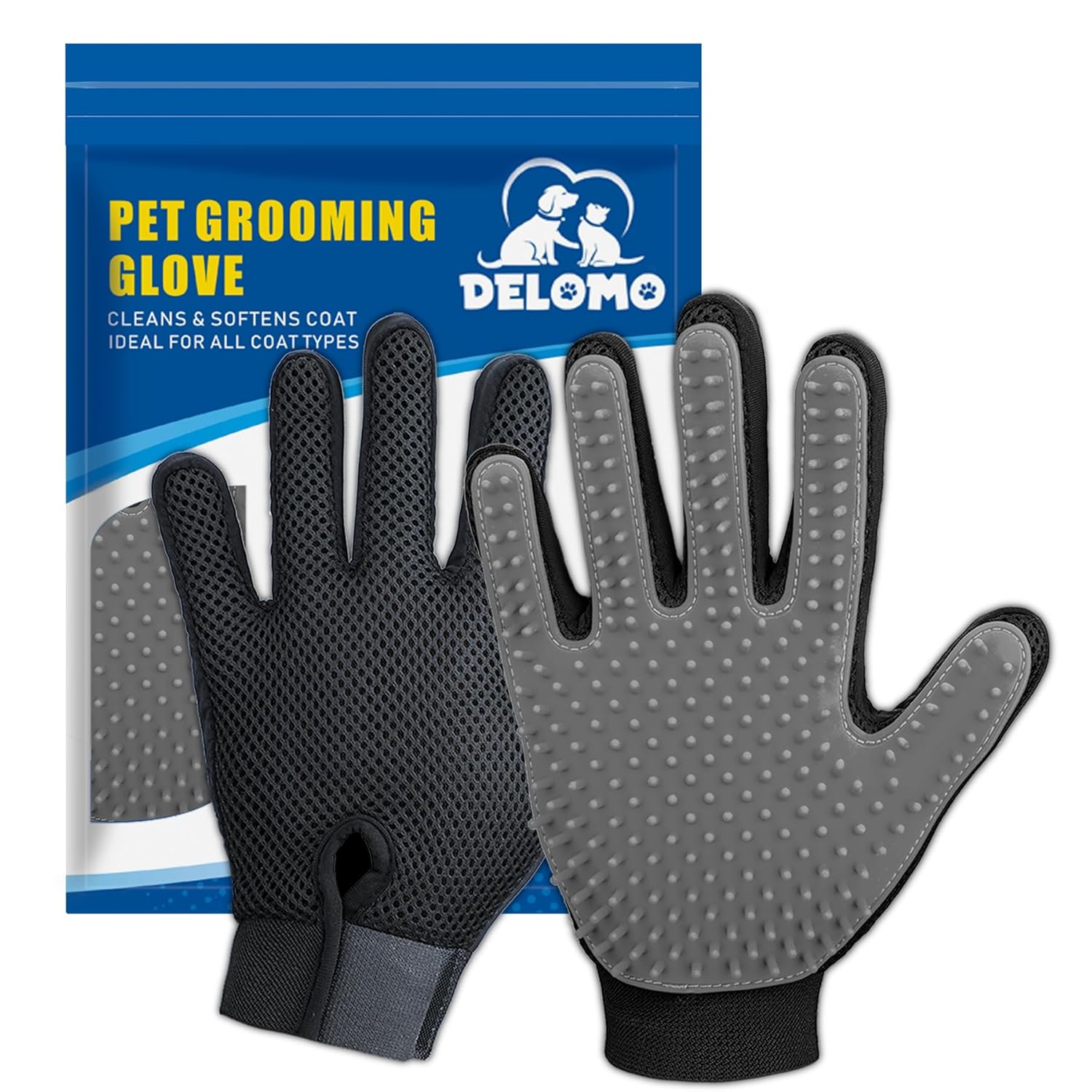 🐾 DELOMO Fellpflege-Handschuhe 🧤 – Sanfte Haarentfernung für Hunde & Katzen