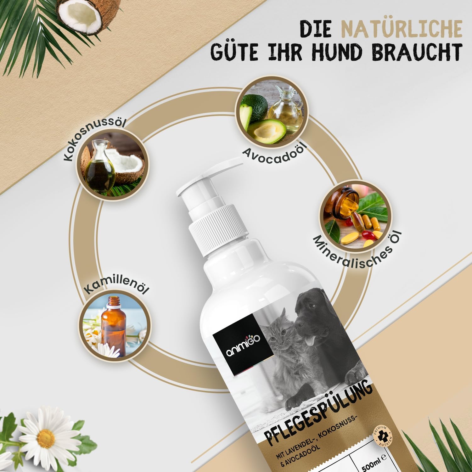 🐶🐱 Conditioner für Hunde & Katzen – 500 ml – Fellpflege mit Kokos- & Avocadoöl