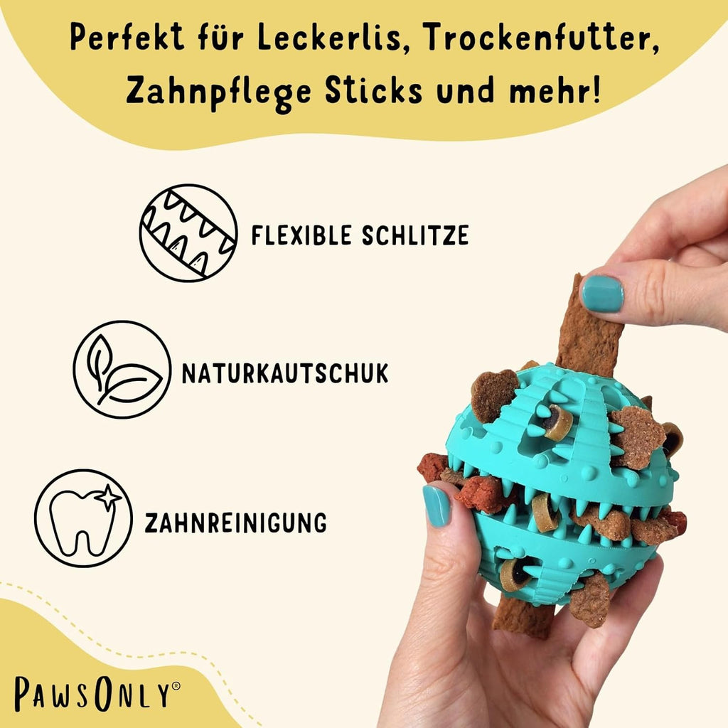 🐶🧠 PawsOnly Snackball – Intelligenzspielzeug & Zahnpflege für Hunde 🦷🎾 – Leckerli-Spielzeug aus Naturkautschuk 🎁