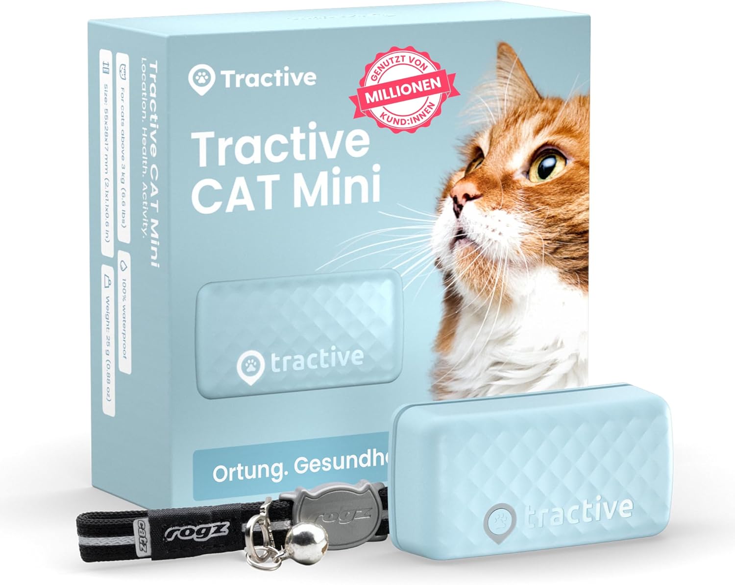 🐱 Tractive CAT Mini GPS Tracker | Live-Ortung & Aktivität | Sicherheitshalsband inkl. | Abo nötig