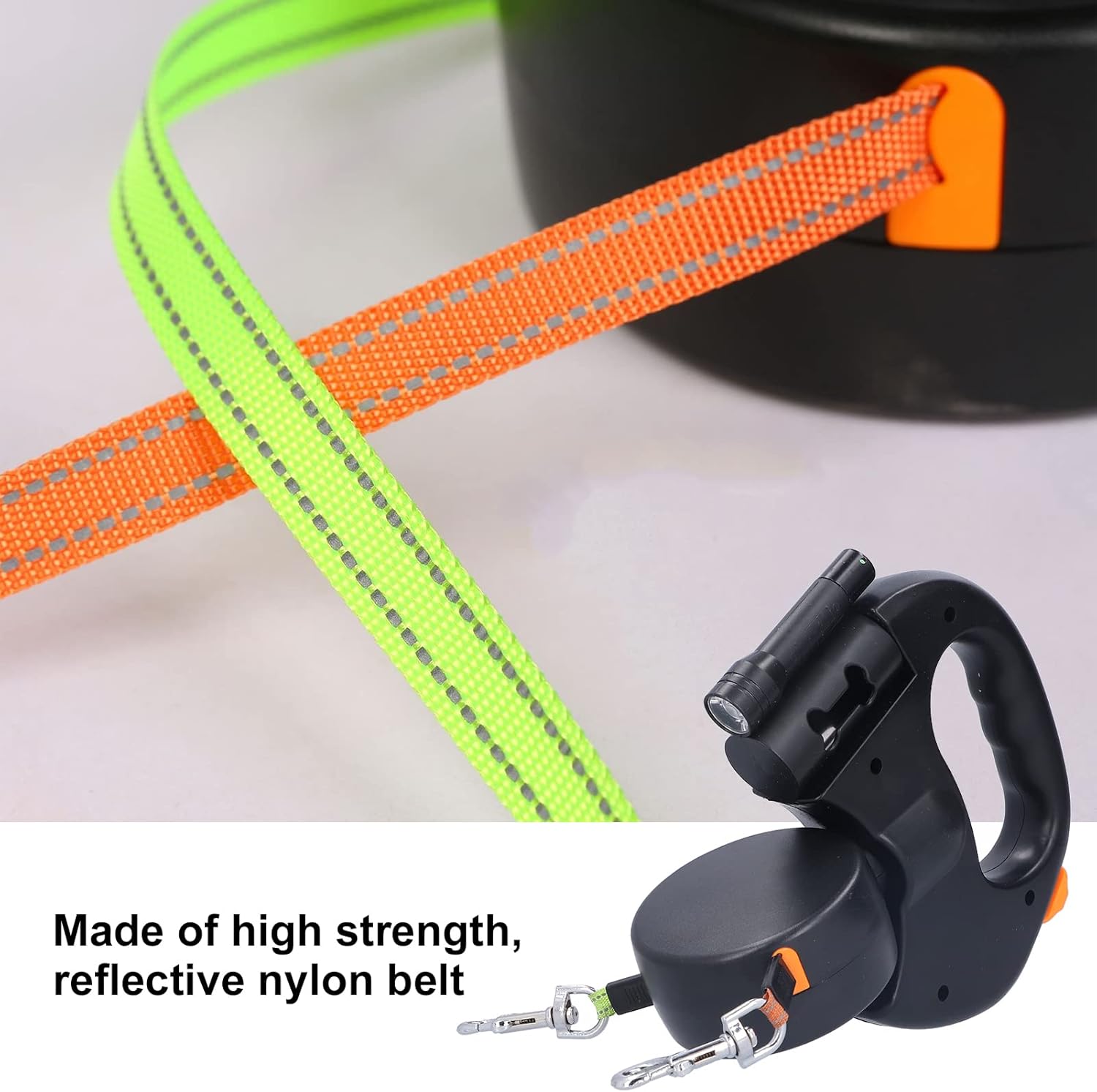 Doppelleine für 2 Hunde – 3 m einziehbar mit LED-Licht & Kotbeutelbox