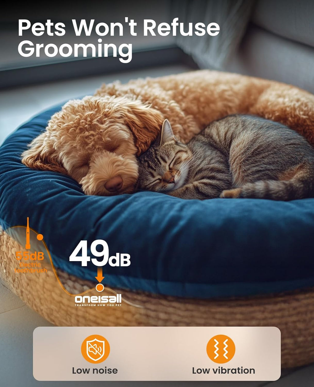 🐾 Oneisall 4-in-1 Leise Hund & Katzen Trimmer ✂️💧 Wasserdicht IPX7 🔋 3-Gang & Krallenschleifer