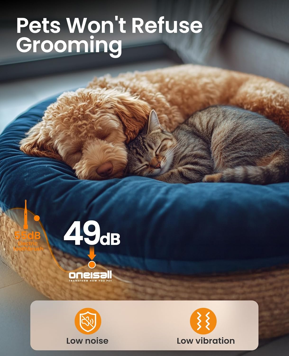 🐾 Oneisall 4-in-1 Leise Hund & Katzen Trimmer ✂️💧 Wasserdicht IPX7 🔋 3-Gang & Krallenschleifer