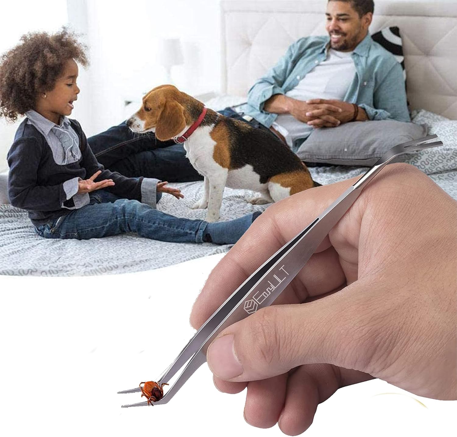 🐾 2-in-1 Profi Zeckenzange Edelstahl mit Lederetui – Zeckenentferner für Mensch & Tier 🐜