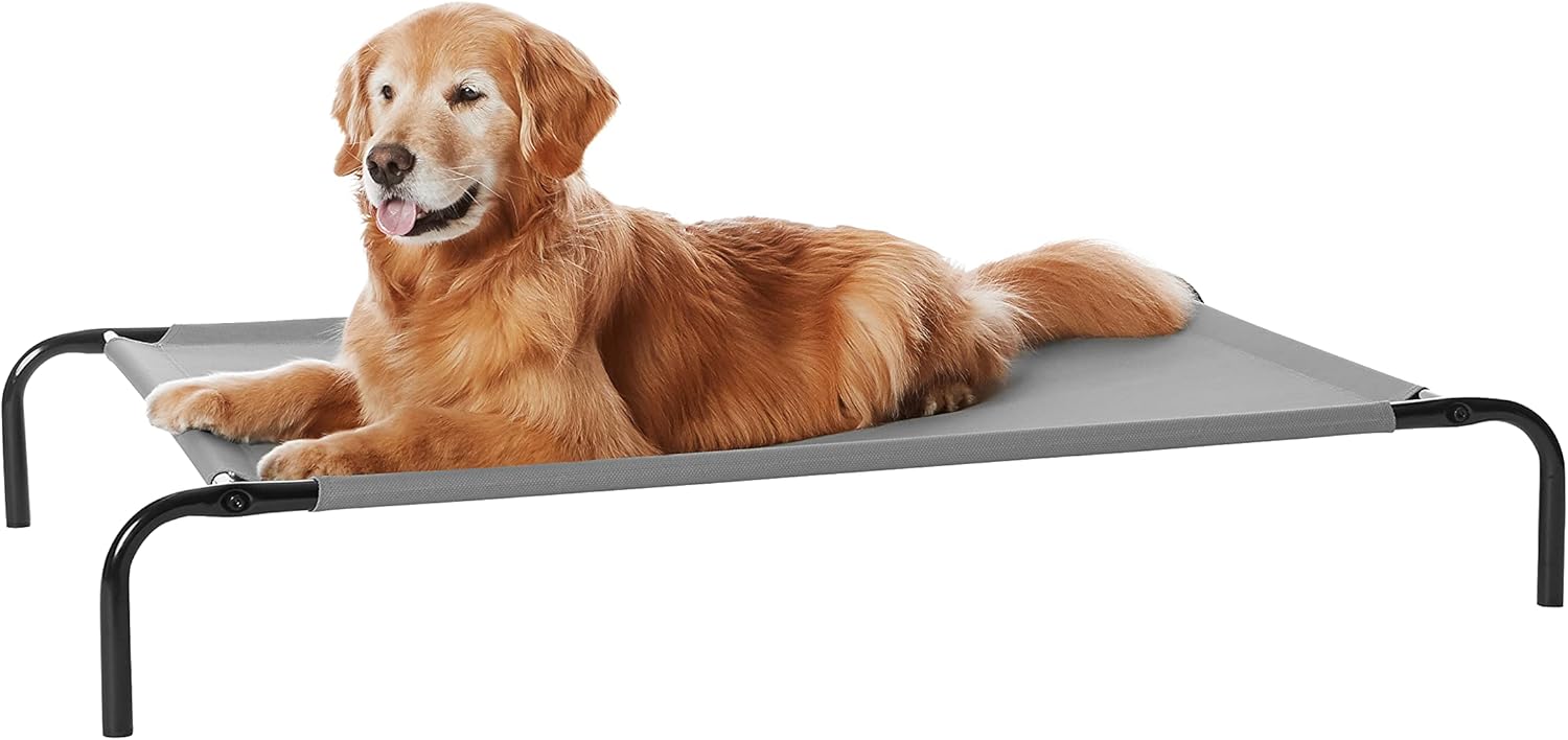 Amazon Basics Kühlendes Erhöhtes Haustierbett per Hund, Größe S, L 90 X B 55 X H 19 Cm, Grau