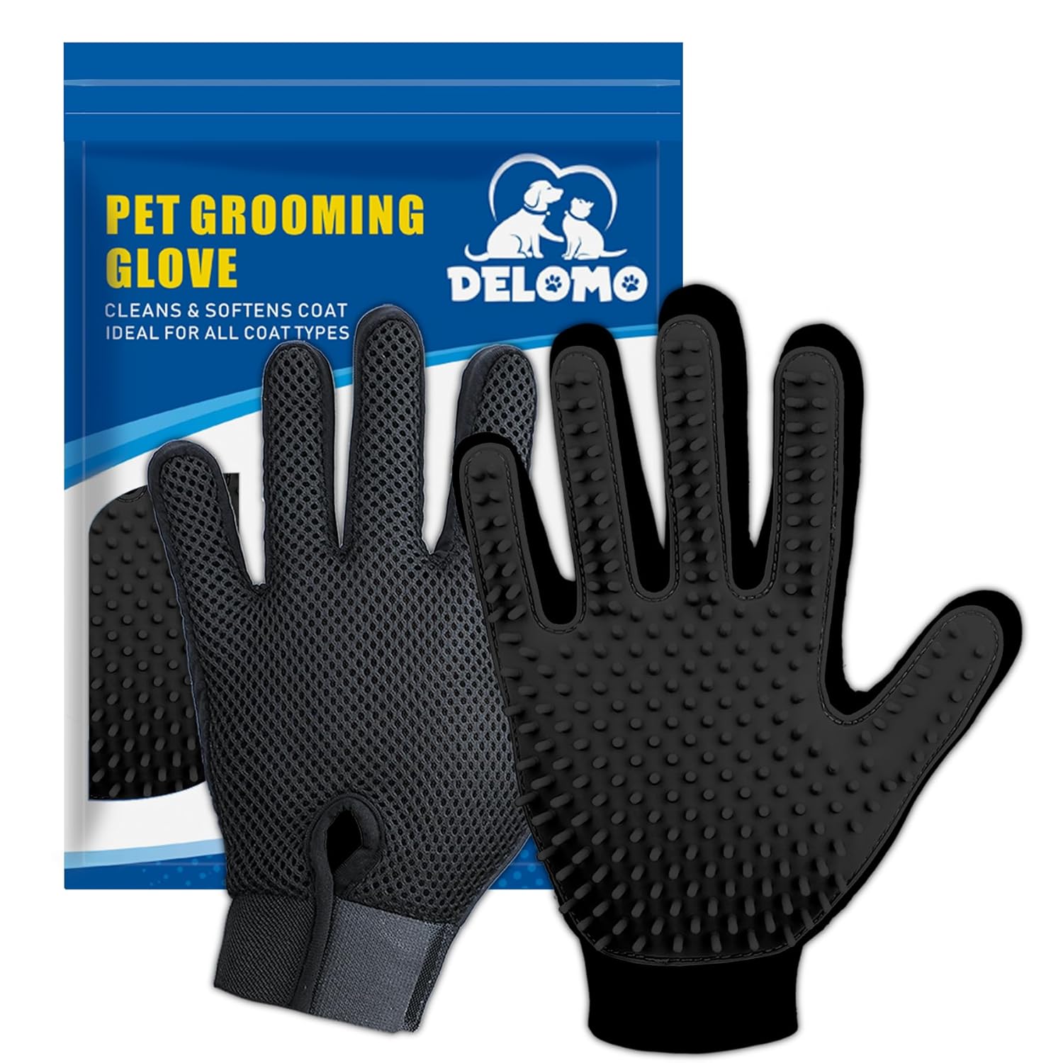 🐾 DELOMO Fellpflege-Handschuhe 🧤 – Sanfte Haarentfernung für Hunde & Katzen