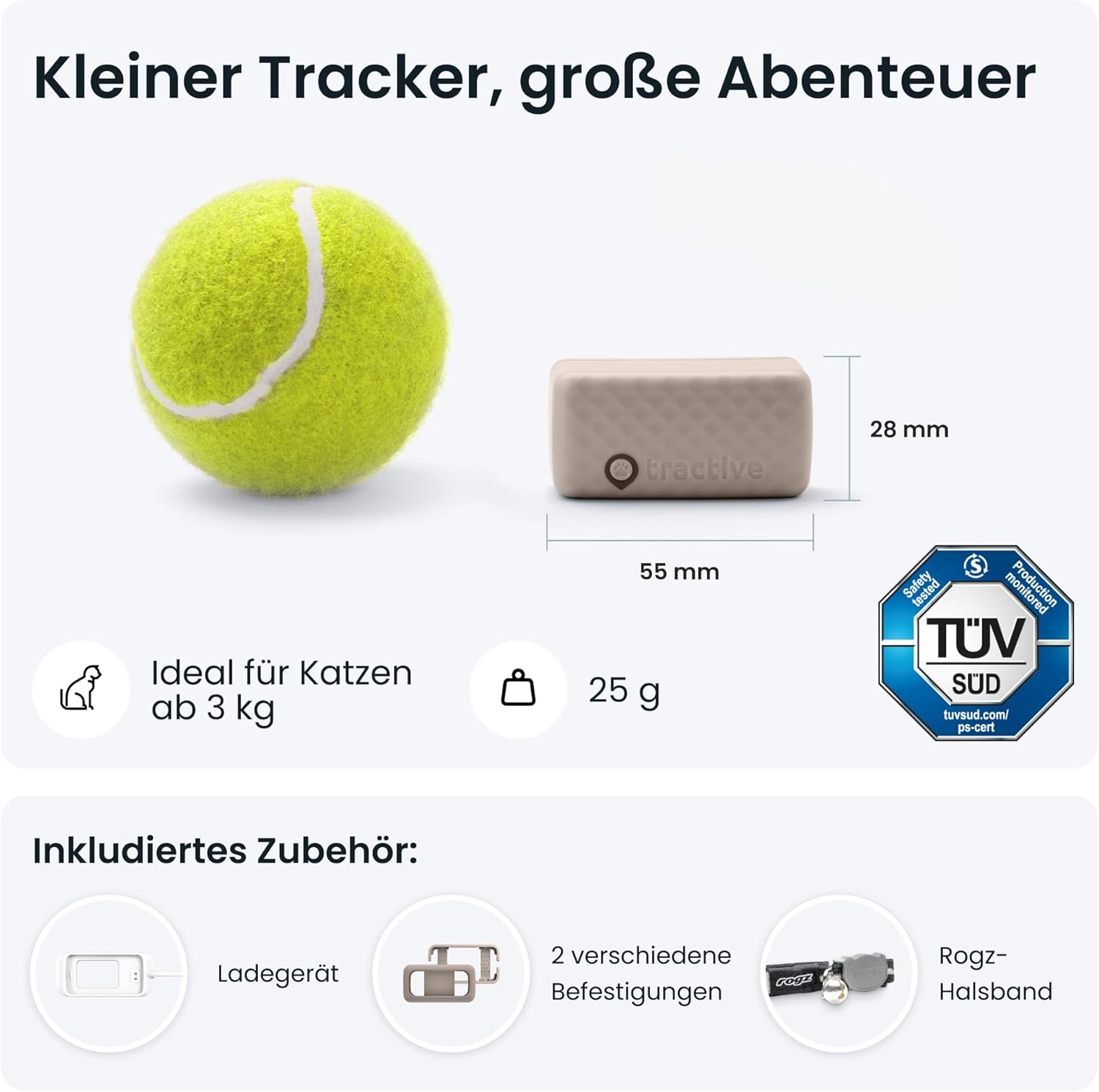 🐱 Tractive CAT Mini GPS Tracker | Live-Ortung & Aktivität | Sicherheitshalsband inkl. | Abo nötig