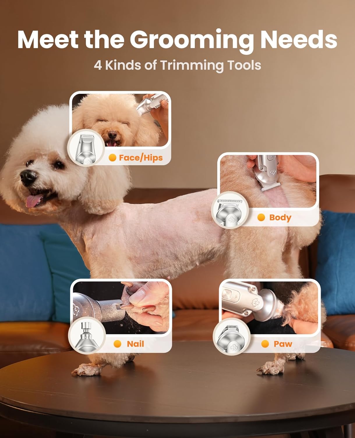 🐾 Oneisall 4-in-1 Leise Hund & Katzen Trimmer ✂️💧 Wasserdicht IPX7 🔋 3-Gang & Krallenschleifer