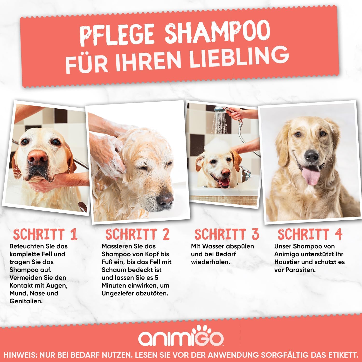 Animigo Flohshampoo 500ml für Hunde & Katzen 🐾 mit Teebaum- & Kokosöl – gegen Flöhe, Zecken & Juckreiz