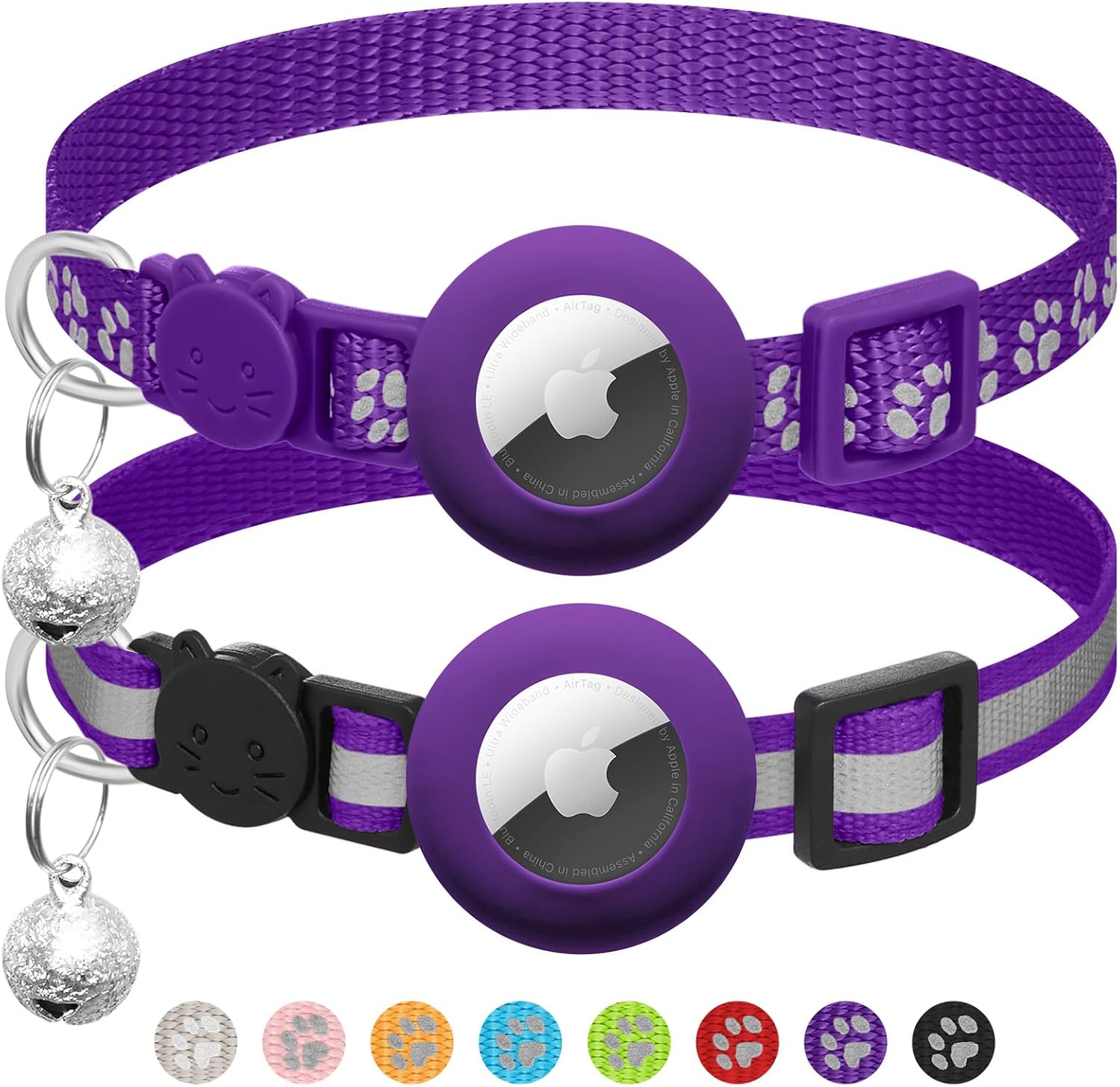 Erleben Sie die perfekte Kombination aus Stil und Sicherheit mit unserem 2er Set Katzenhalsbänder, kompatibel mit Airtag – Reflektierend, mit Sicherheitsverschluss und Glocke für Ihre Katze!