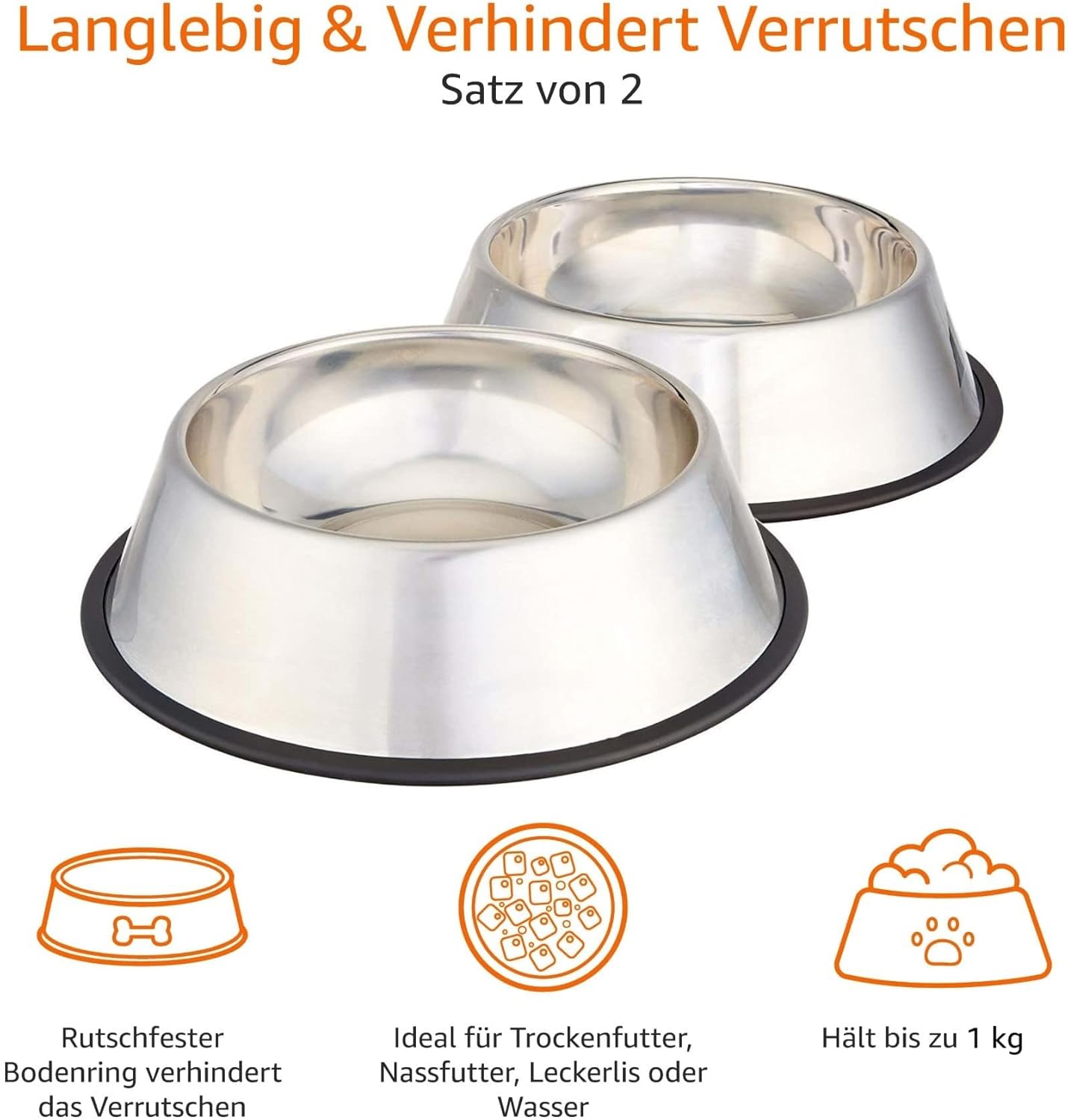 Edelstahl-Näpfe im 2er-Set – Rutschfest & robust für Hunde & Katzen 🐾