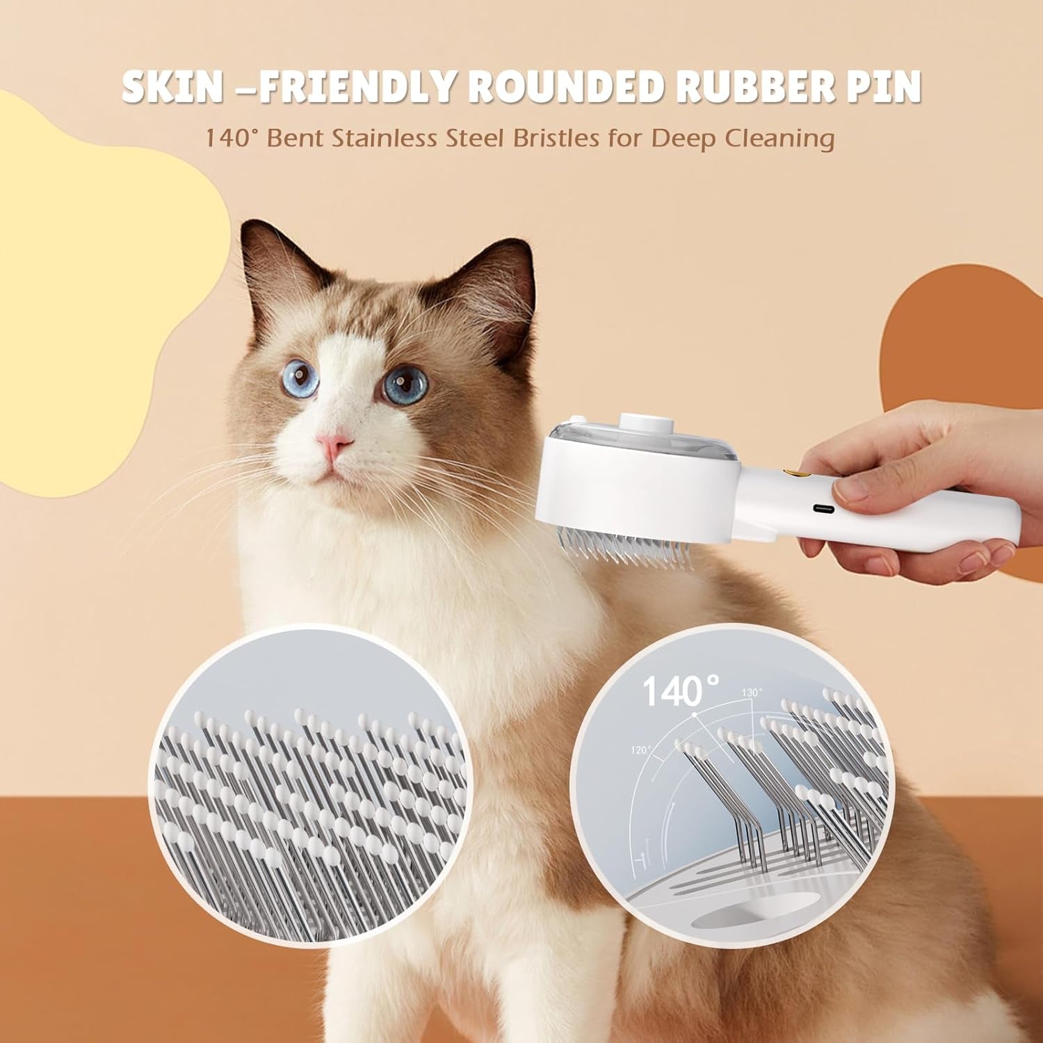 🐱 Dampf-Katzenbürste mit One-Touch Reinigung ✨ – Fellpflege & Haarentfernung in Einem