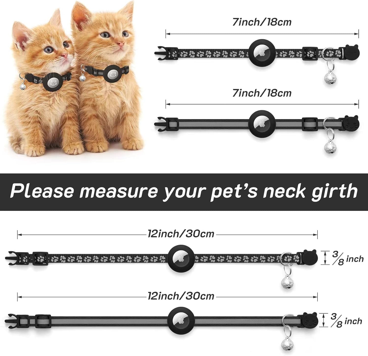 Erleben Sie die perfekte Kombination aus Stil und Sicherheit mit unserem 2er Set Katzenhalsbänder, kompatibel mit Airtag – Reflektierend, mit Sicherheitsverschluss und Glocke für Ihre Katze!
