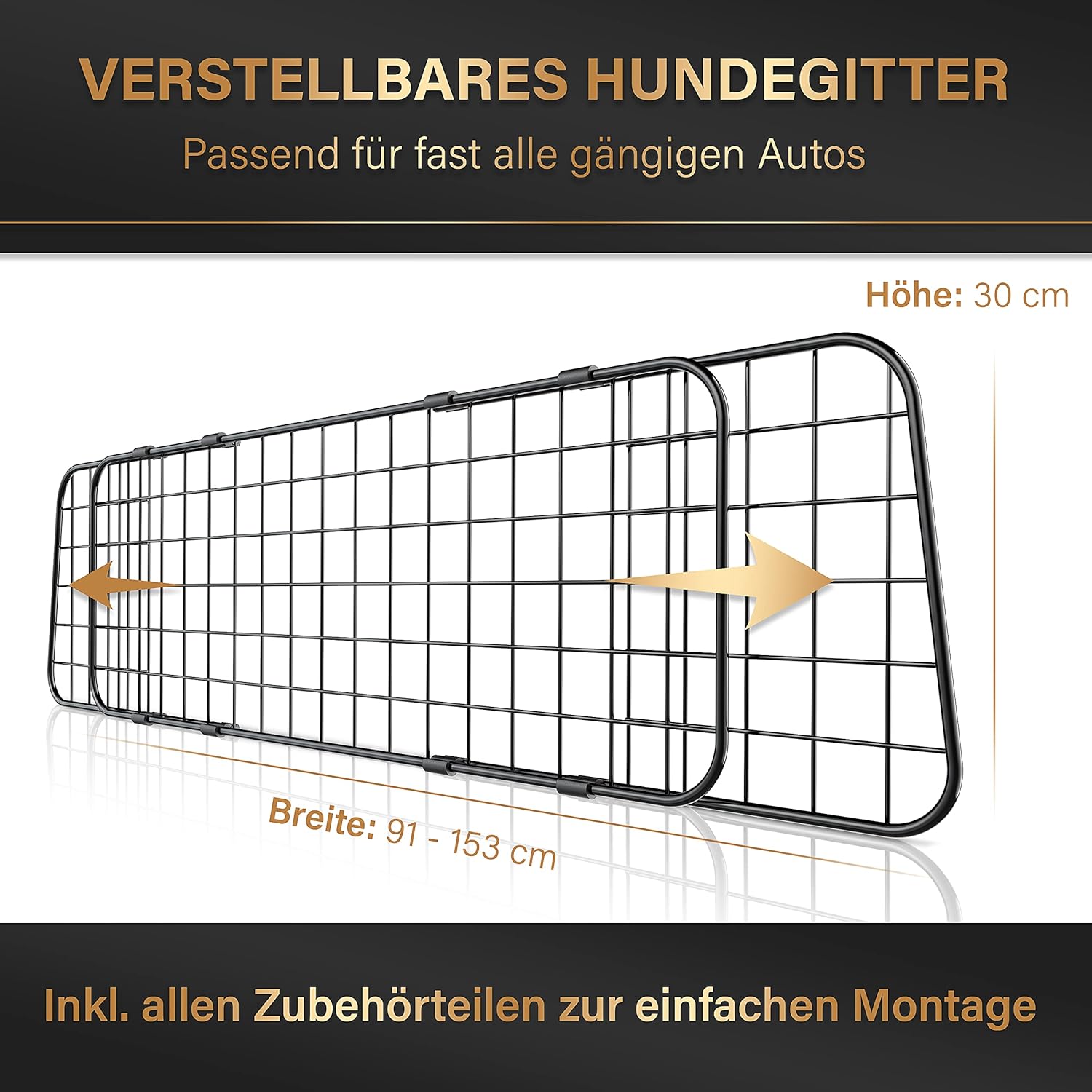 🐾 HELDENWERK Kofferraum Trenngitter – Schutz für Hund & Fahrer 🚘 Stufenlos verstellbar