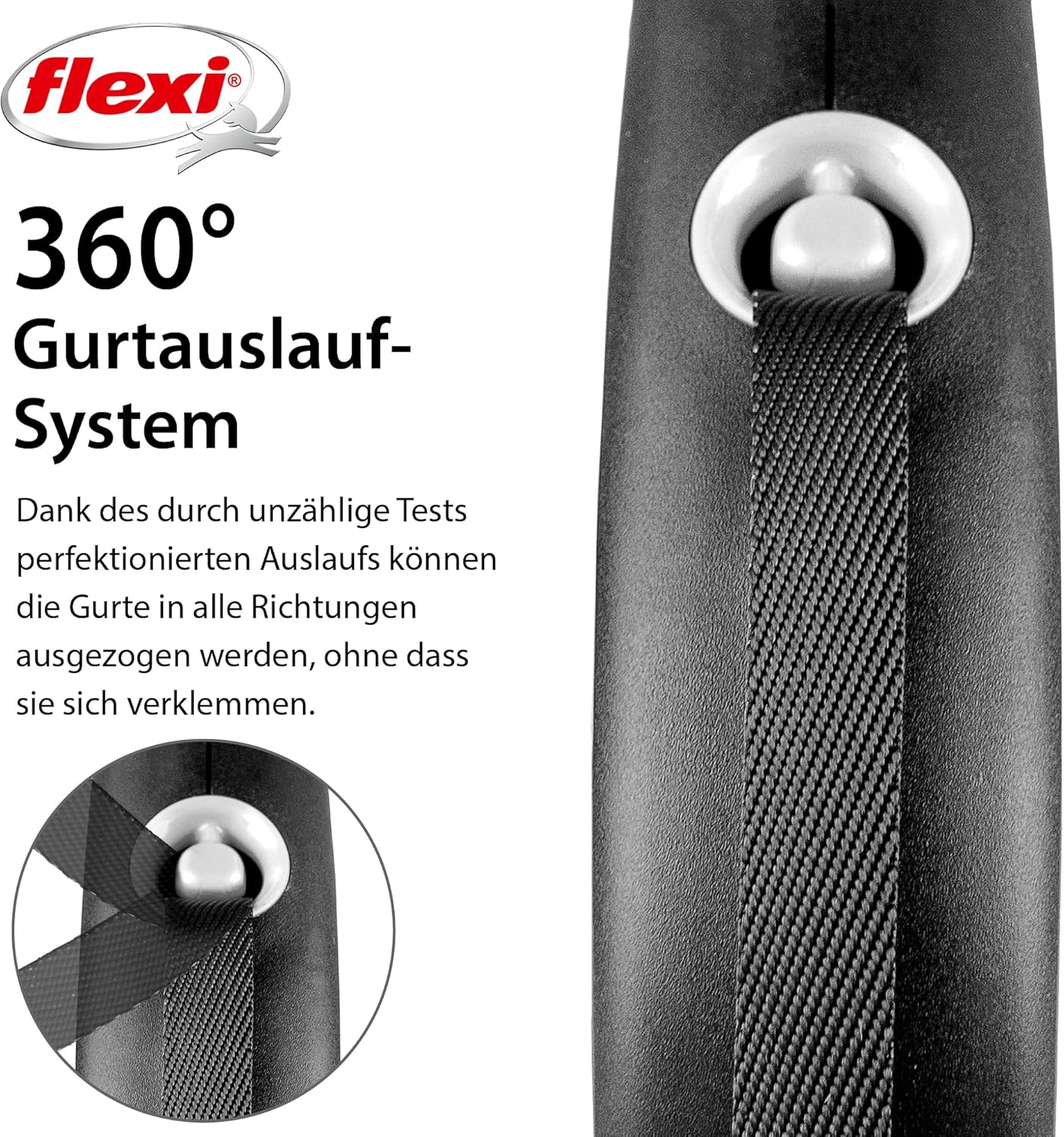 Flexi® Black Design S Gurt 5 M Schwarz/Silber, Roll-Leine Für Hunde Bis 15 Kg