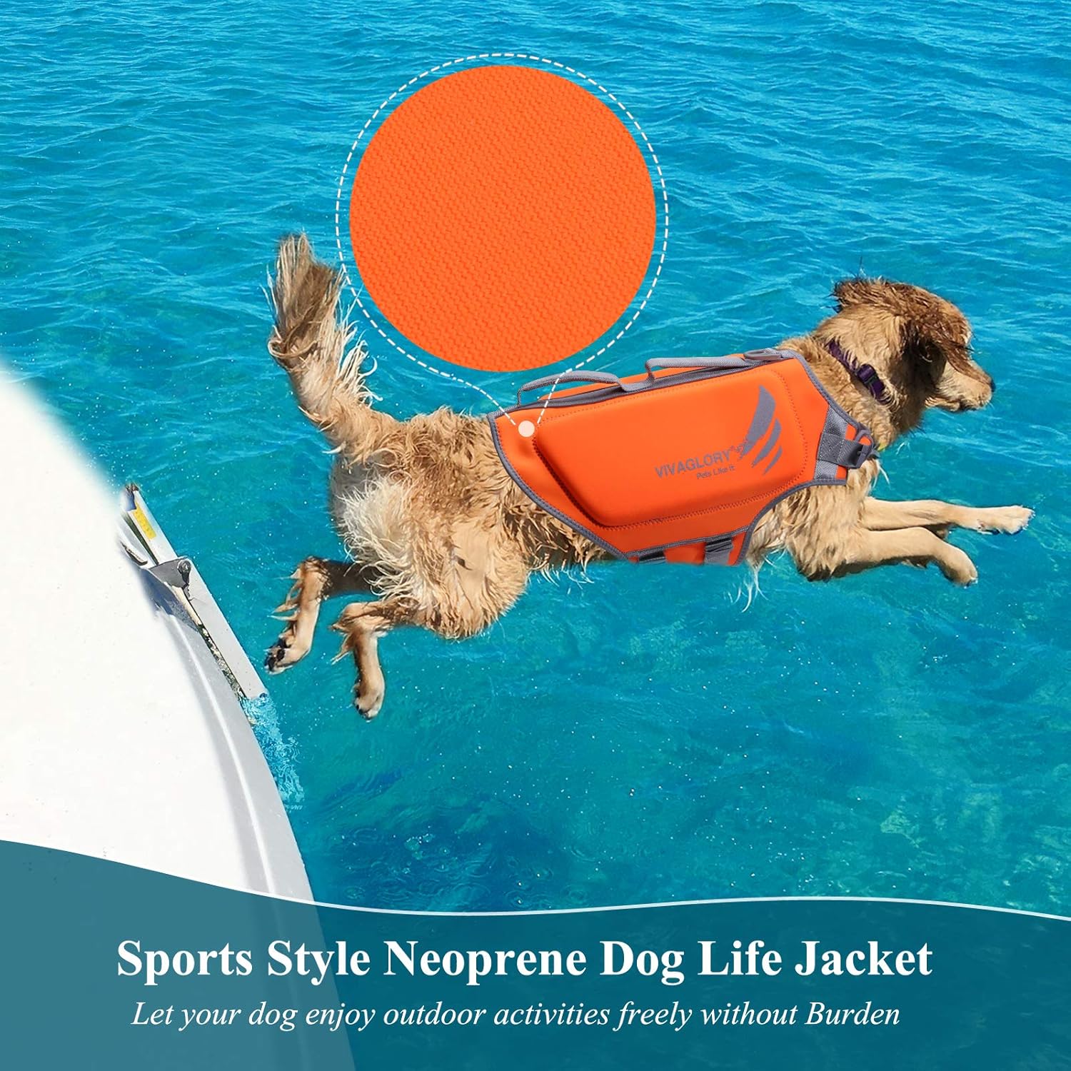🐶💦 VIVAGLORY Hundeschwimmweste Neopren – Orange
