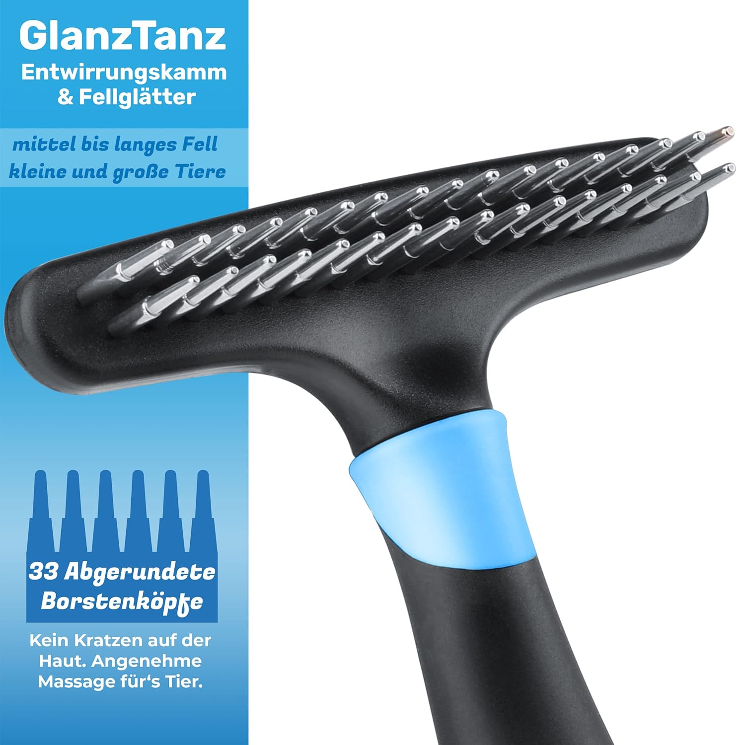 🐾 BluePet Fellstriegel – Entfilzen, Glätten & Fellwechsel für Hunde & Katzen 🐶🐱