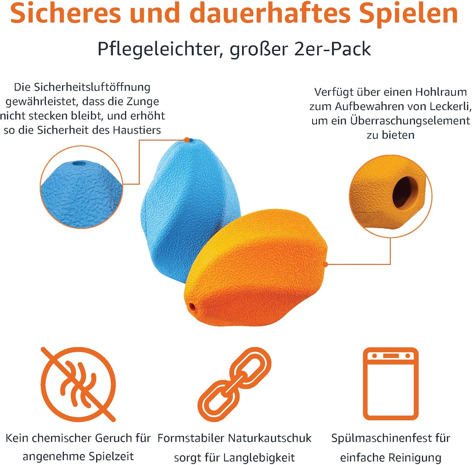 🐶 Intelligentes Kauspielzeug mit Leckerli-Funktion 🍬 – 2 Stück, Größe L