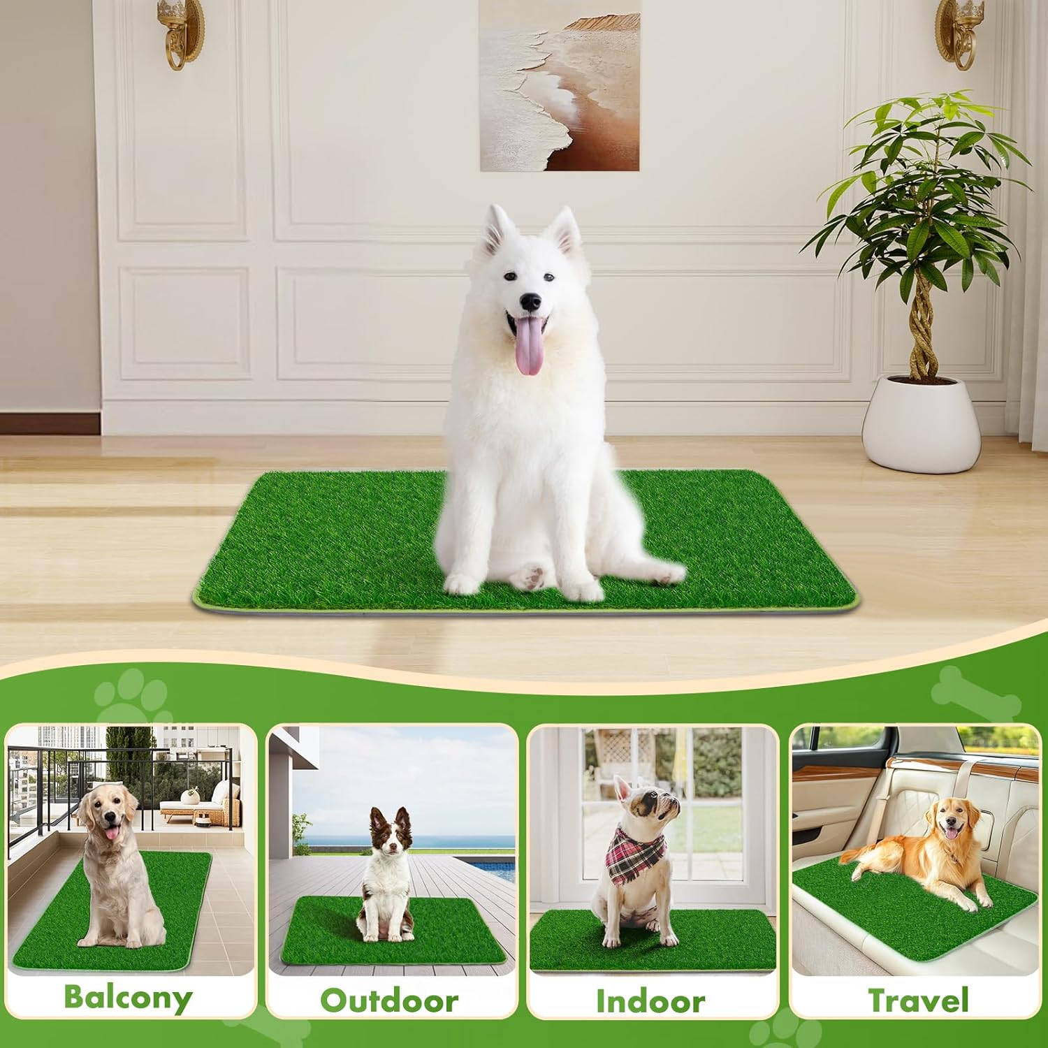 🐾 2-in-1 Hundetoilette mit Kunstrasen – 60×90 cm Pinkelmatte für Innen & Außen 🏡🌿