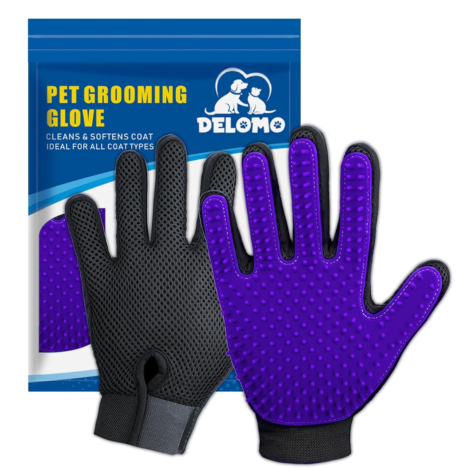 🐾 DELOMO Fellpflege-Handschuhe 🧤 – Sanfte Haarentfernung für Hunde & Katzen