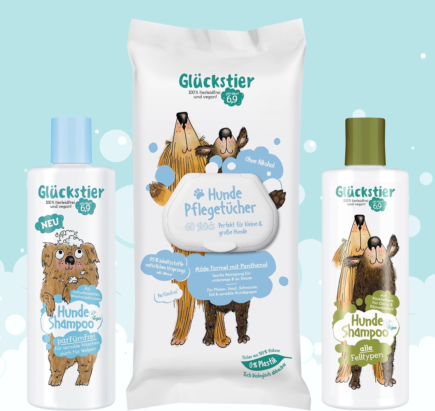 Glückstier Hundeshampoo 🐾 | Glänzendes Fell & Pflege 🌿 | Vegan & Rückfettend